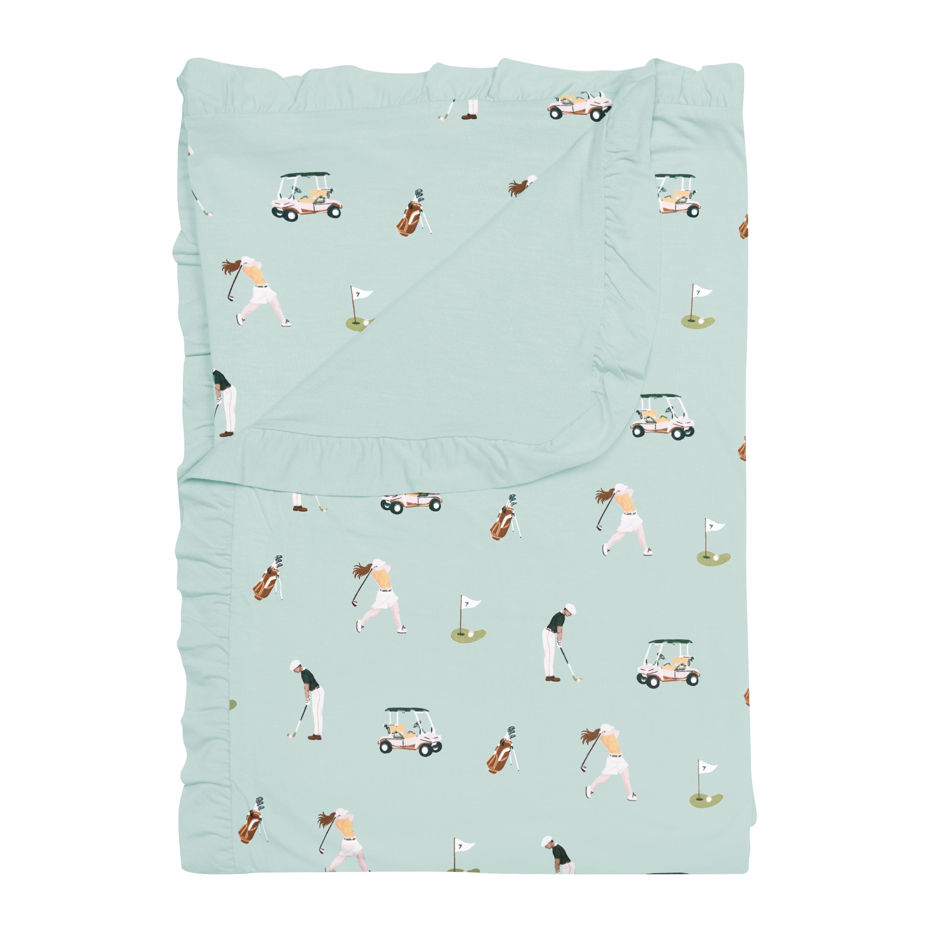 Soft Ruffle Toddler Blanket for Baby Girls & Boys - Golf Green 0.5lb Lightweight - Perfect for Nursery, Stroller & Travel