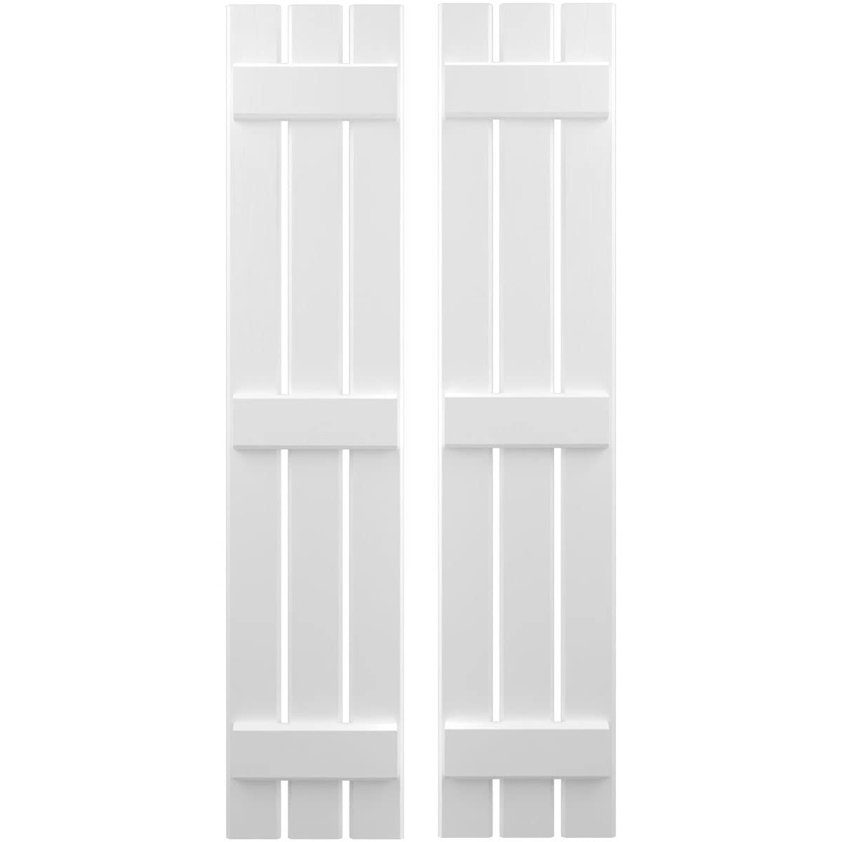 Americraft ARW401SB311X58WHH Exterior Real Wood Spaced Board-n-Batten Shutters - White (Pair) | Durable Wooden Window Shutters for Home Exterior, Farmhouse & Cottage Style Houses
