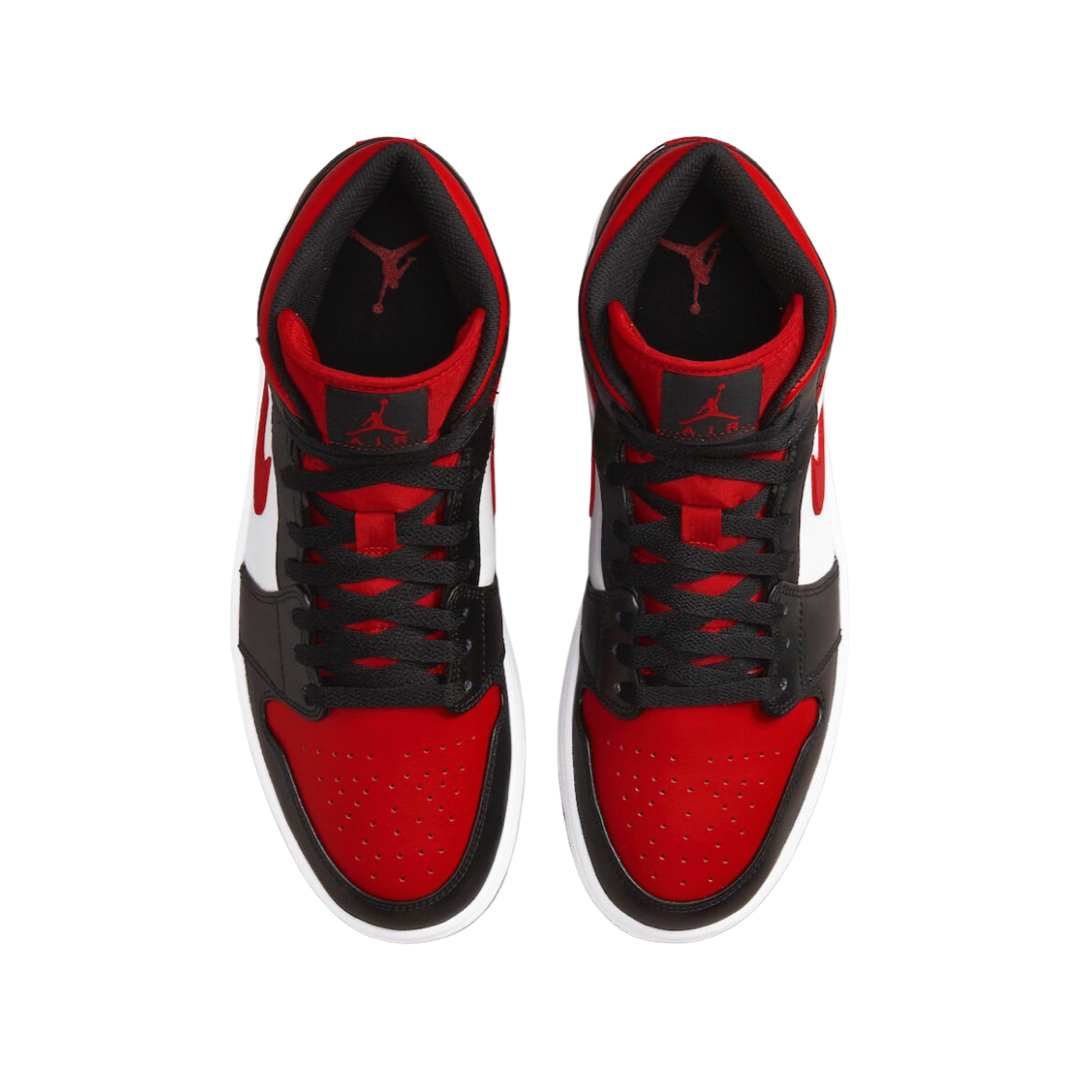Air Jordan 1 Mid Sneakers - Black, Fire Red & White Colorway - Men's Basketball Shoes for Casual Wear & Street Style