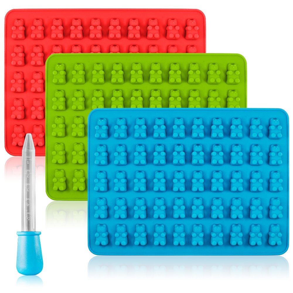 Premium 3-Pack Silicone Candy Molds - Bear Shaped Gumdrop, Jelly, Chocolate & Soap Molds for Baking, DIY Crafts & Ice Cubes | SENHAI Food-Grade Non-Stick Flexible Mold Set for Home Kitchen & Party Treats