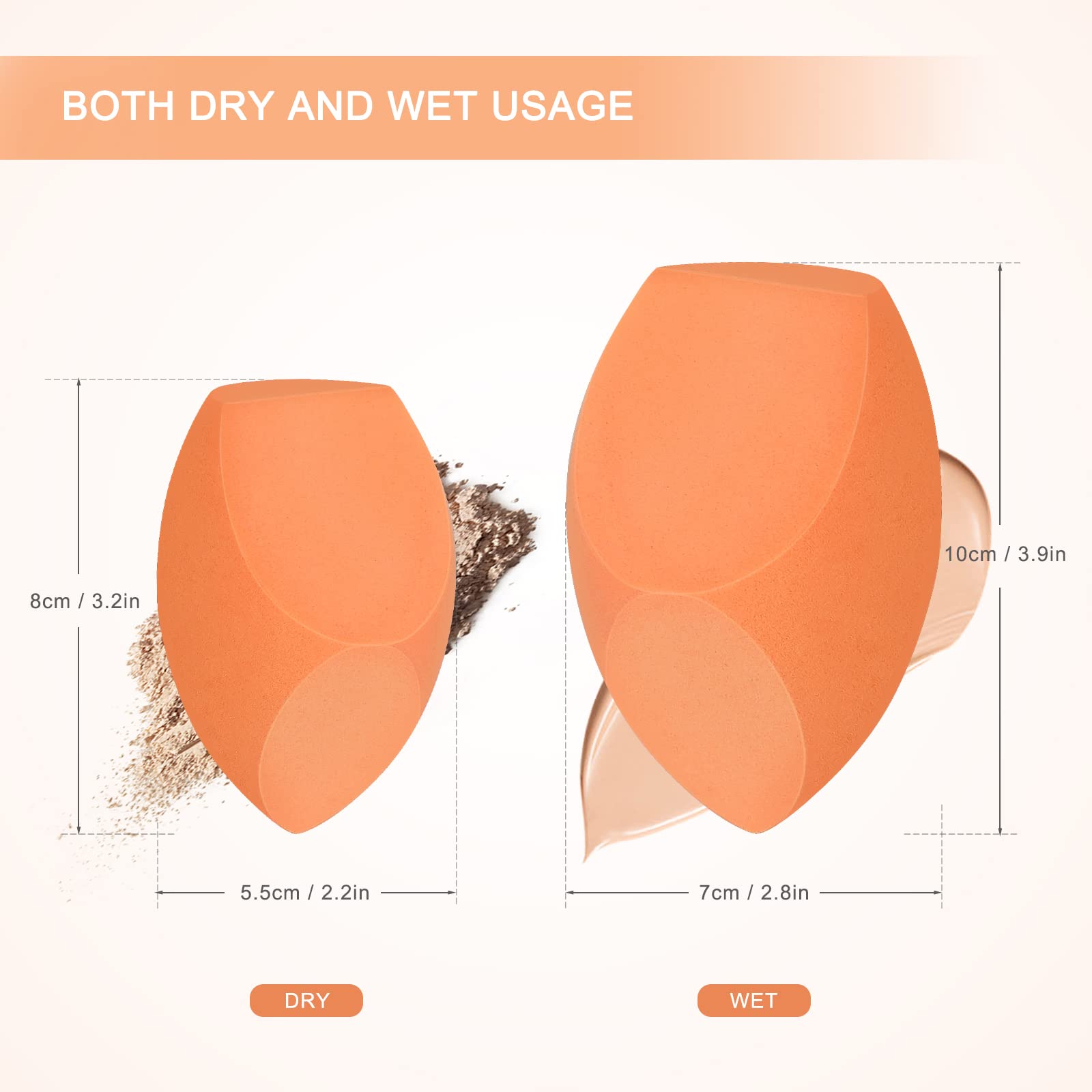 Extra Large Makeup Beauty Sponge Blender (10cm) with Holder - for Dry & Wet Use - Foundation, Blush & Powder Application - Perfect for Face & Body Makeup - Great for Professional Artists & Home Beauty Routines