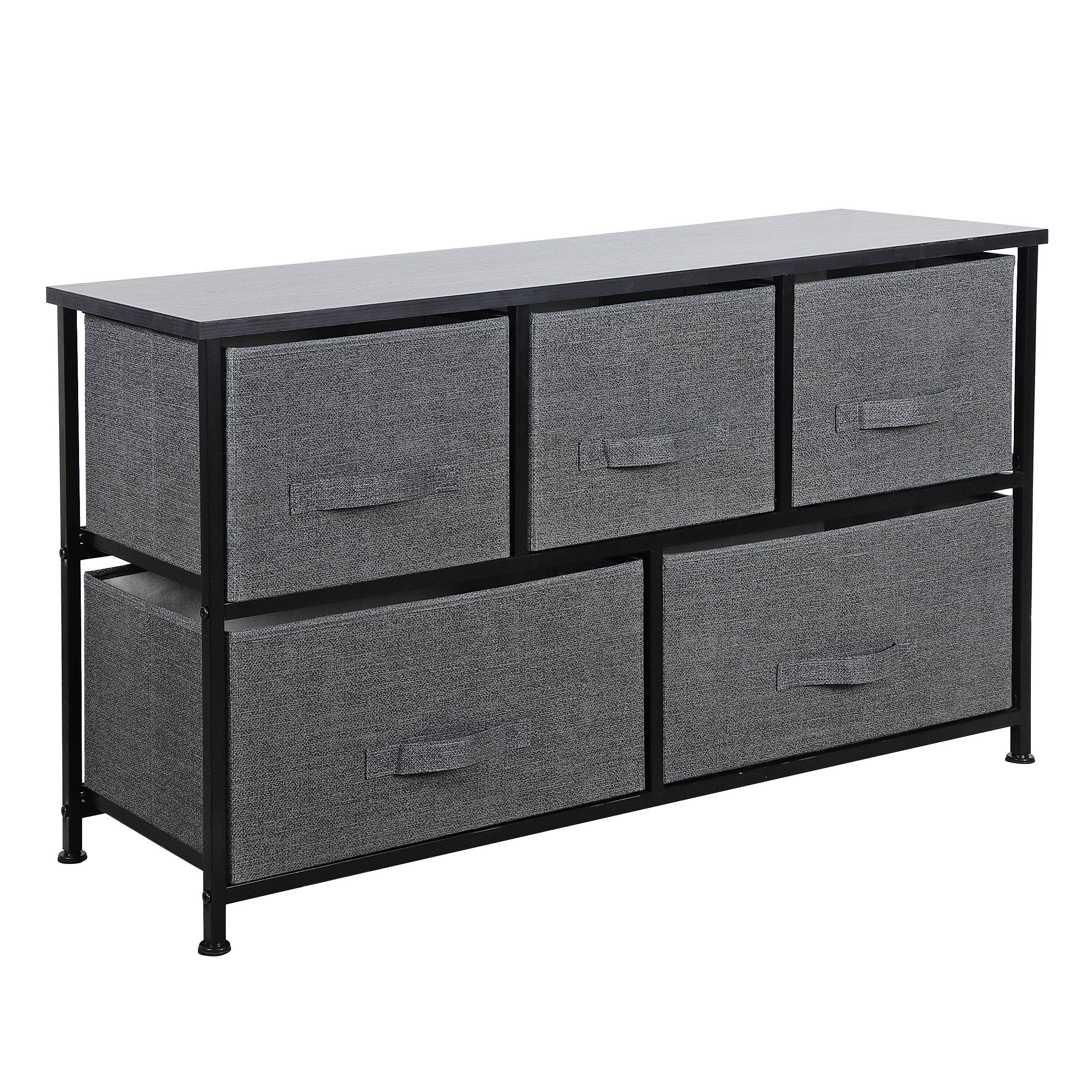 HomGarden Extra Wide Dresser with 6 Drawers, Fabric Storage Tower Organizer Unit with Easy Pull Handle - Perfect for Bedroom, Hallway, Entryway & Closet Organization (Beige, 36