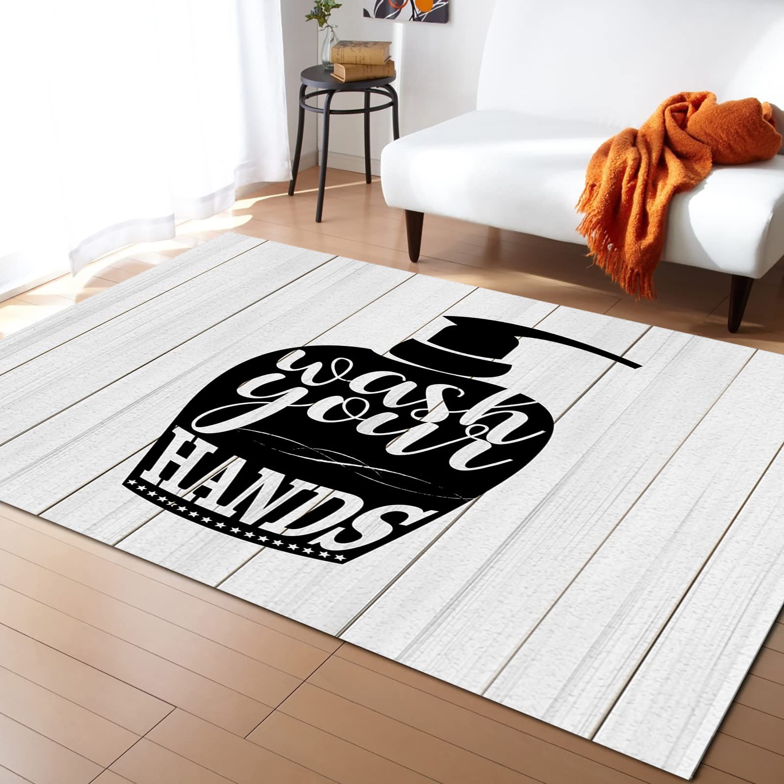 5x8 Washable Non-Shedding Area Rug - Soft Floor Mat for Living Room, Bedroom, Dining & Kids Room Decor - Wood Grain Pattern Runner Carpet - Perfect for Home, Office and High Traffic Areas