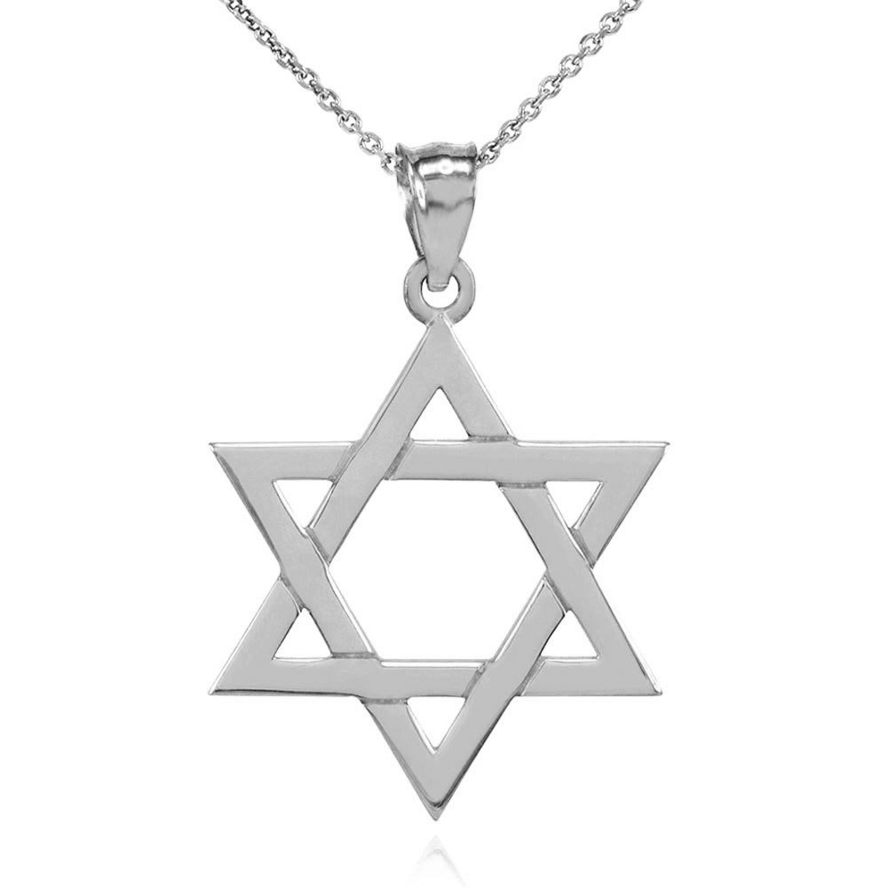 10k White Gold Star of David Pendant Necklace - Traditional Jewish Charm Jewelry for Women & Men - Perfect for Hanukkah Gifts, Bar Mitzvah, Bat Mitzvah & Religious Occasions