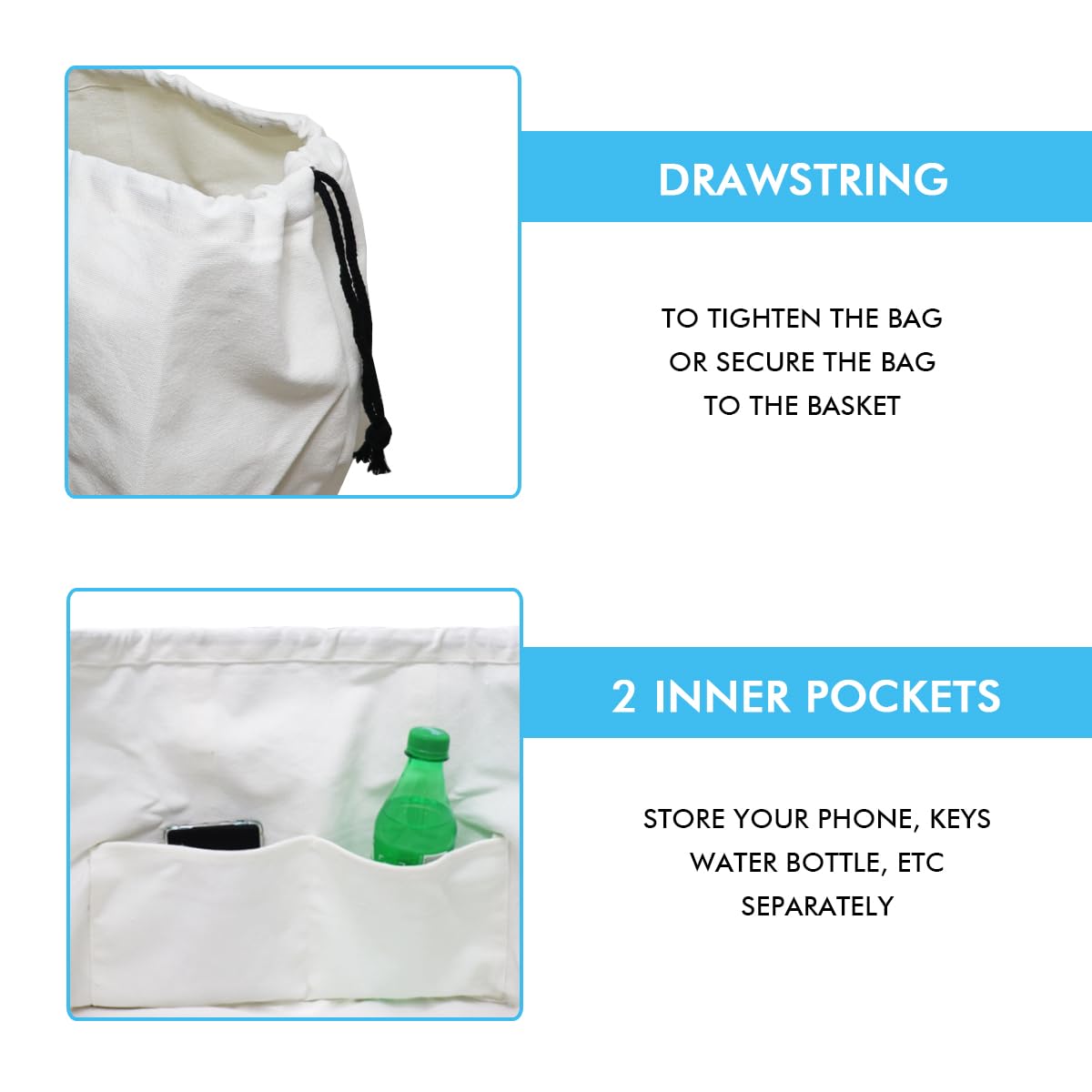Bike Basket Liner Bag - Waterproof Bicycle Basket Organizer with Adjustable Straps | Perfect for Groceries, Picnics & Commuting