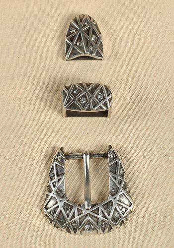 Antique Silver Rhinestone Buckle Set for Belts, Shoes & DIY Crafts - Vintage Style Accessories for Fashion & Costume Design