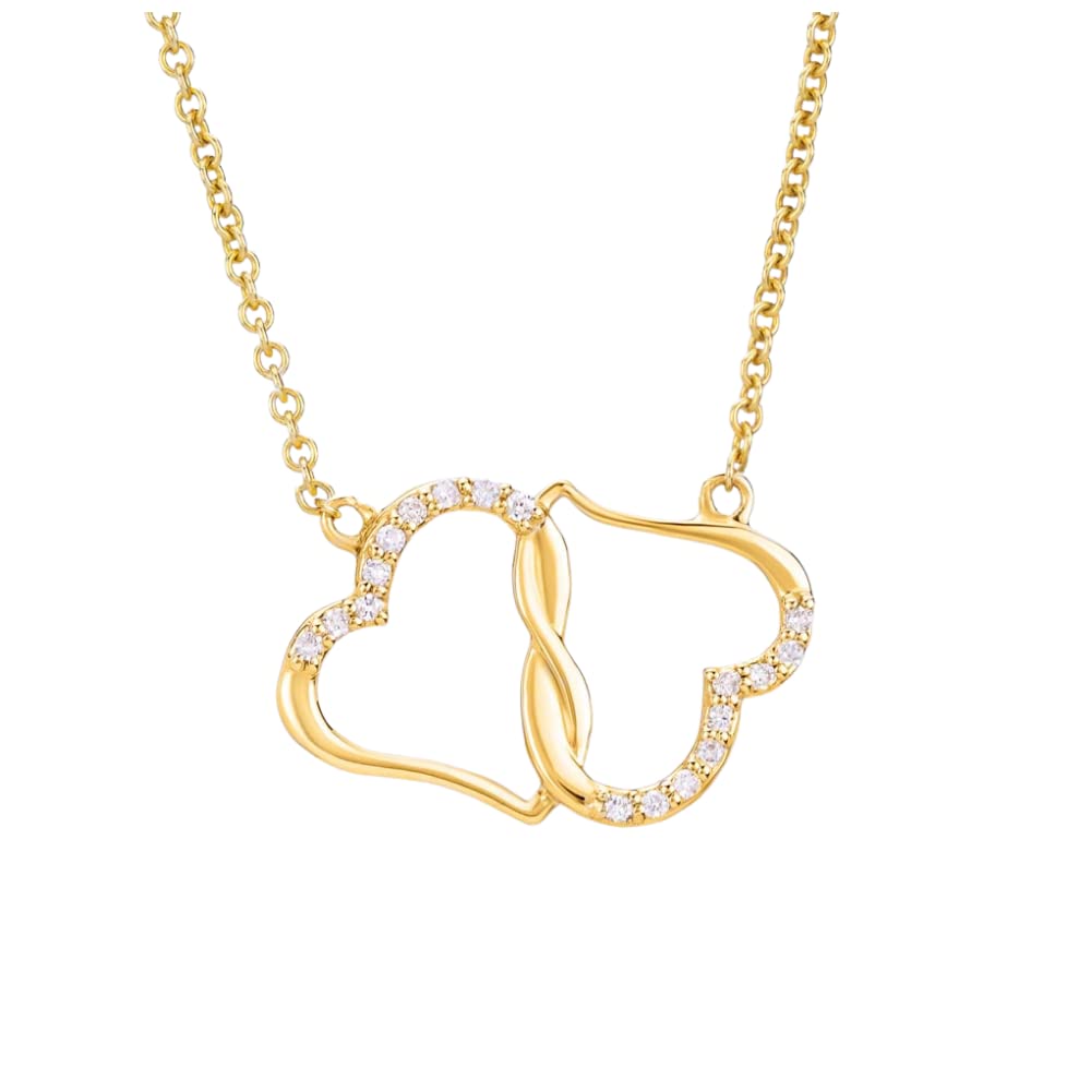 14K Gold Heart Necklace with Diamonds - Elegant Dog Mom Jewelry Gift for Women - Perfect Christmas, Birthday & Mother's Day Present - Dainty Layering Necklace for Dog Lovers