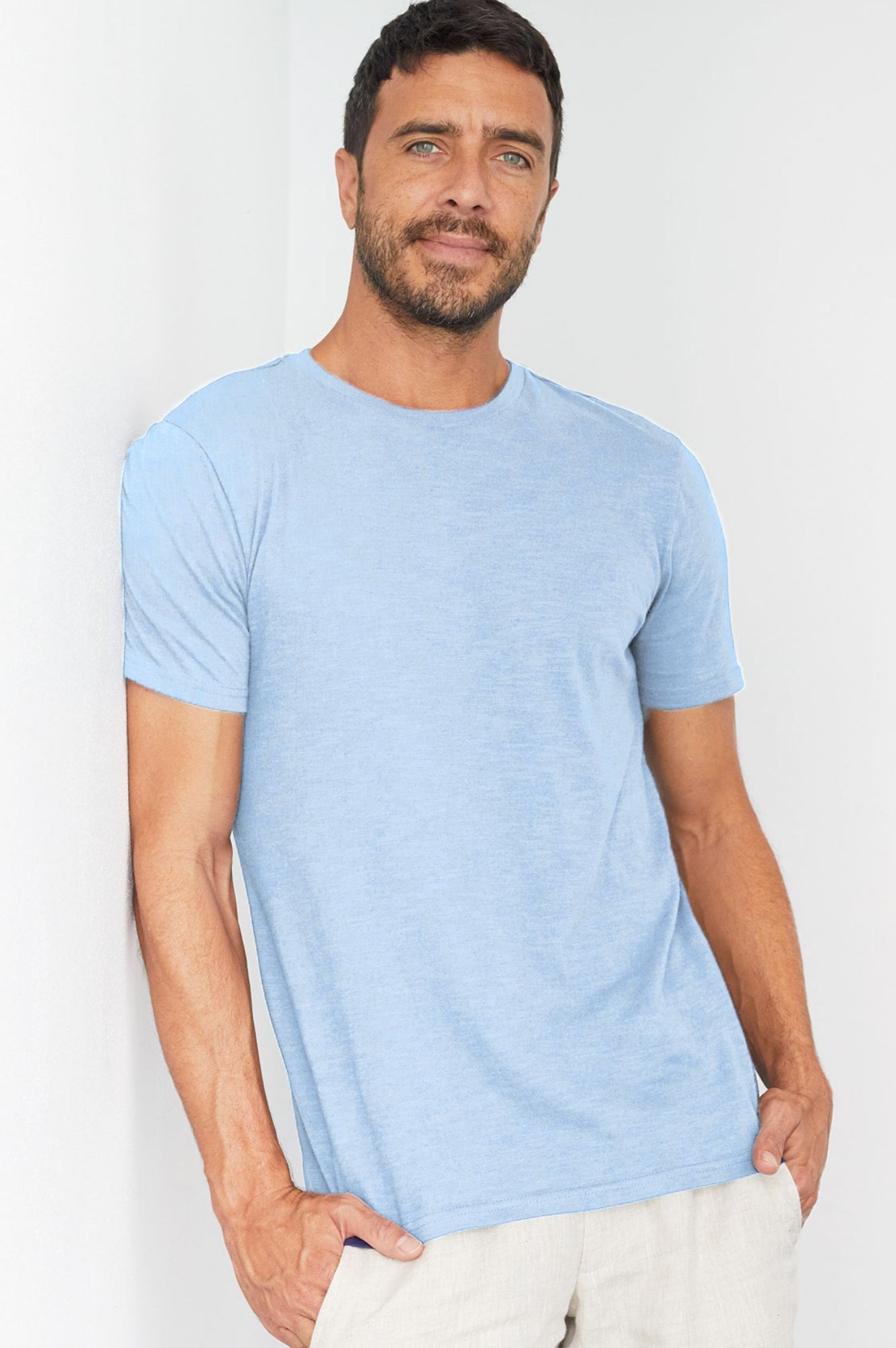 Premium Men's Crew Neck T-Shirt - Soft Cotton Casual Tee in Sky Blue | Perfect for Everyday Wear, Gym & Outfits