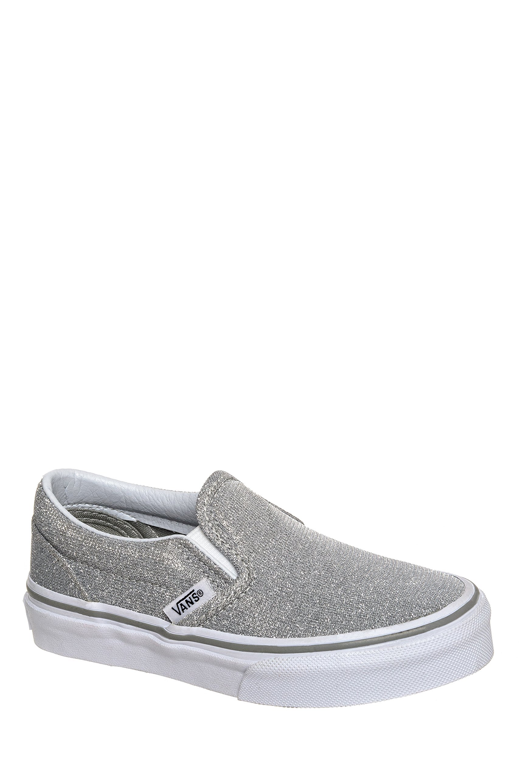 Vans Classic Slip-On Kids Shoes - Silver Shimmer (Size 10.5 M US Little Kid) | Comfortable Slip-On Sneakers for Boys & Girls | Perfect for School, Playground & Casual Wear