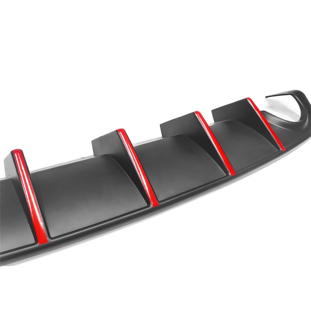 IKON MOTORSPORTS Front Bumper Lip Spoiler & Rear Diffuser Kit for 2015-2023 Dodge Charger SRT | Factory Style Design with Red Reflective Tape | Aggressive Styling Upgrade for Street & Track Performance