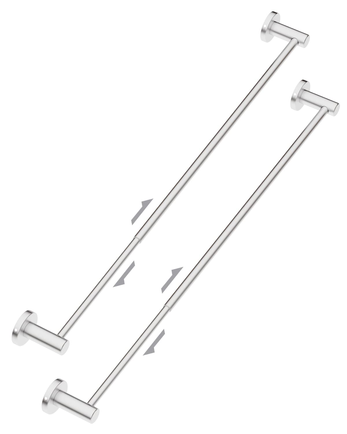 2 Pack Adjustable 23.6 to 42 Inch Stainless Steel Towel Bar - Brushed Nickel Finish, Wall Mounted Expandable Towel Rack for Bathroom & Kitchen, 1