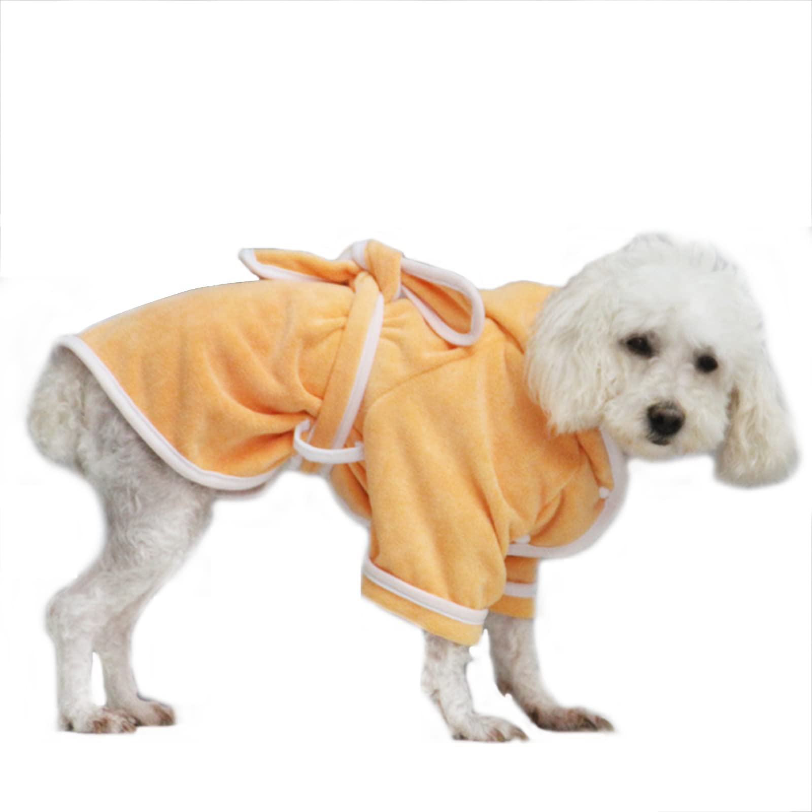 Microfiber Dog Bathrobe with Hood - Fast Drying Dog Drying Coat & Puppy Towel for Small Medium Large Dogs (2XL, Orange) - Perfect for Post-Bath Drying, Grooming & Keeping Pets Warm