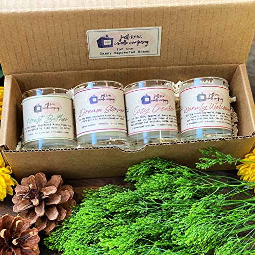 Winter Candles Gift Set - 4 Coconut Beeswax Candles with Wooden Wicks | Cozy Home Decor for Holidays