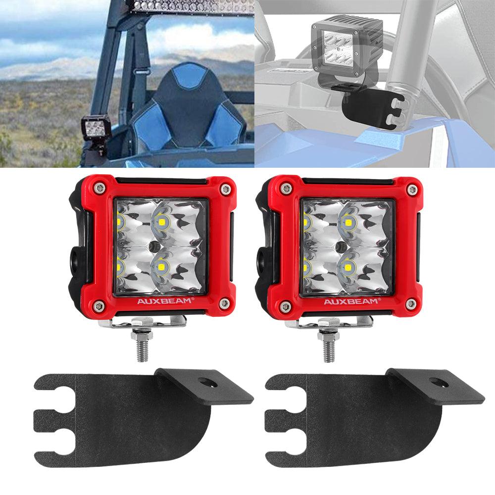 3 Inch LED Pods Light - Spot/Flood Beam Combo with A-Pillar Mounting Brackets for 2016-2021 Polaris General - Perfect for Off-Roading, Night Driving & Adventure Vehicles