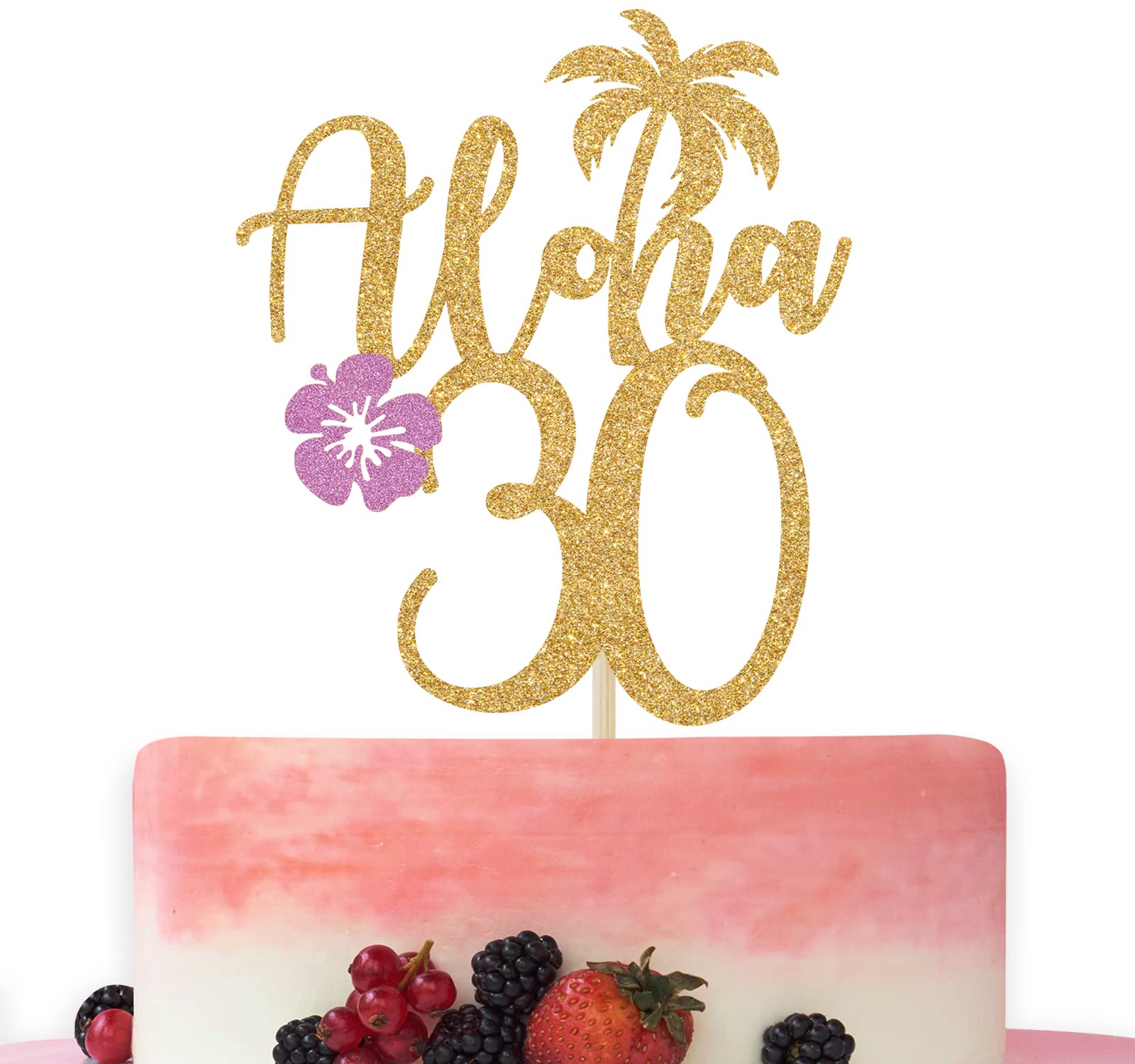 Aloha 30 Cake Topper - Gold Glitter Birthday Decor for 30th Anniversary & Milestone Celebrations - Perfect for Cakes, Cupcakes & Party Decorations