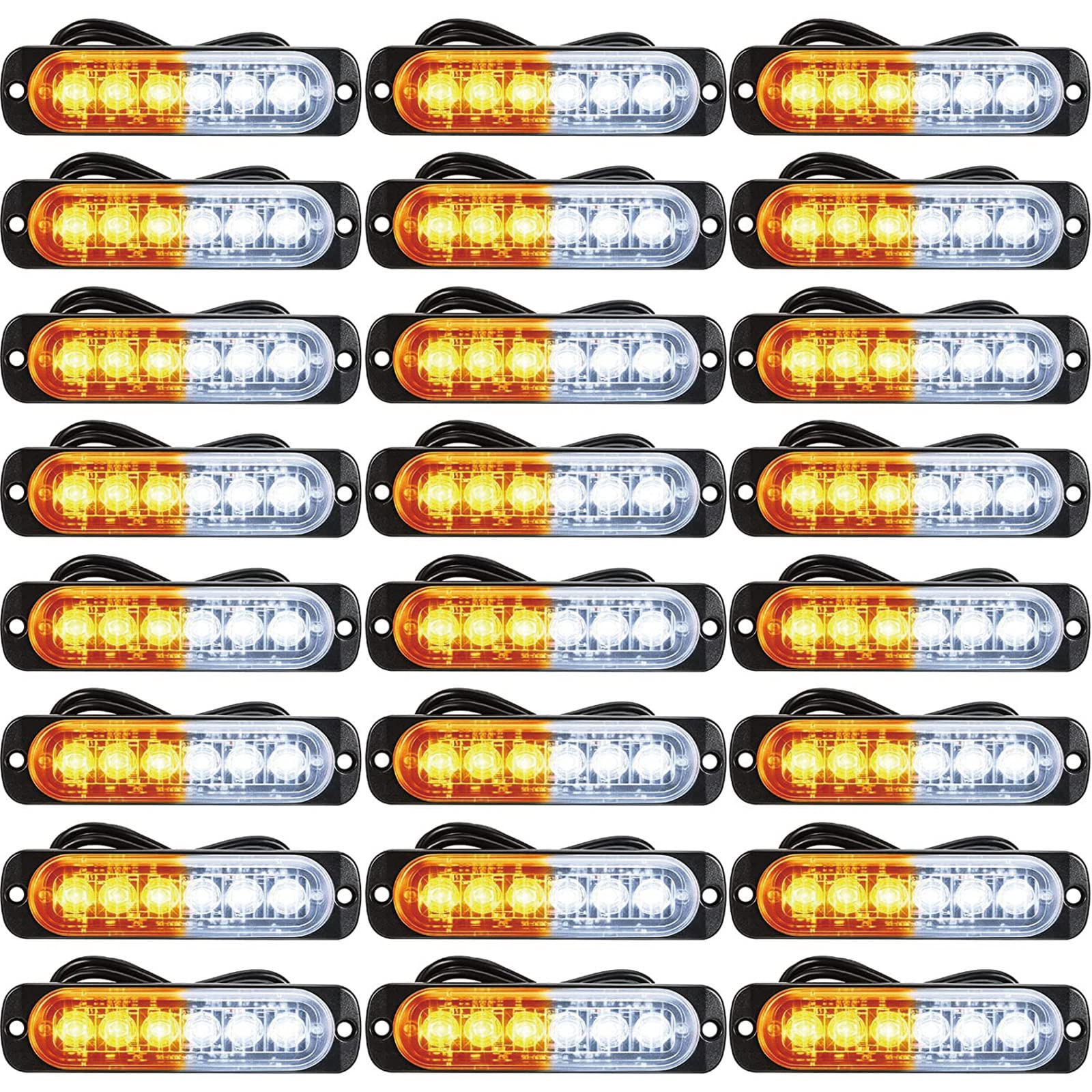 Frienda 24-Piece LED Amber Strobe Light Kit - Emergency Vehicle Flashing Lights for Trucks, Cars & Off-Road Vehicles - Windshield Mount Hazard Warning Lights with Pads & Screws - Perfect for Roadside Emergencies, Construction Zones & Nighttime Visibility