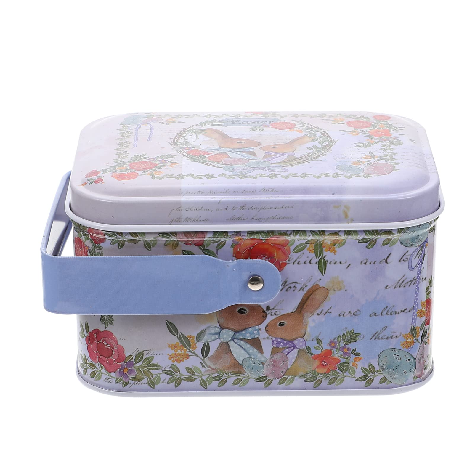 Easter Candy Storage Tin with Handle - Easter Gift Box for Cookies, Biscuits & Treats - Decorative Easter Decor for Home, Party & Holiday Celebrations