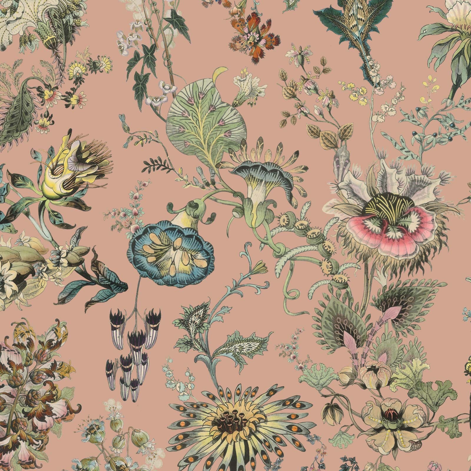 FLORAFANTASIA Bisque Pink Wallpaper Sample - Peel & Stick Removable Wallpaper for Bedroom, Nursery, Living Room Decor