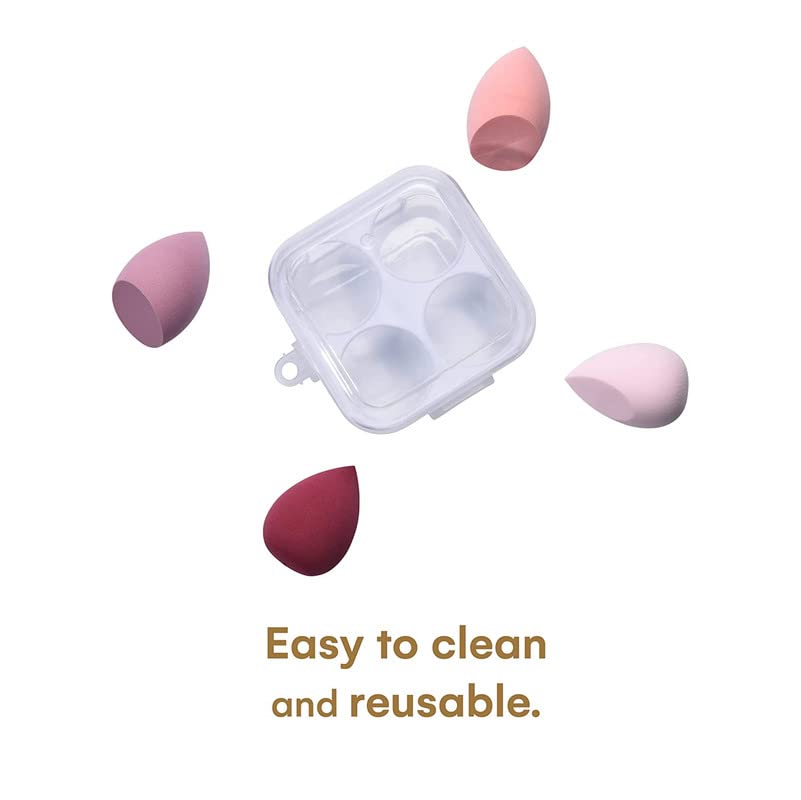 RECTYO GALLERY 4-Piece Makeup Sponge Beauty Blender Set - Soft Foundation Sponge for Flawless Cream, Powder & Liquid Application - Professional Makeup Blending Sponges - Perfect for Daily Makeup, Contouring & On-the-Go Touchups