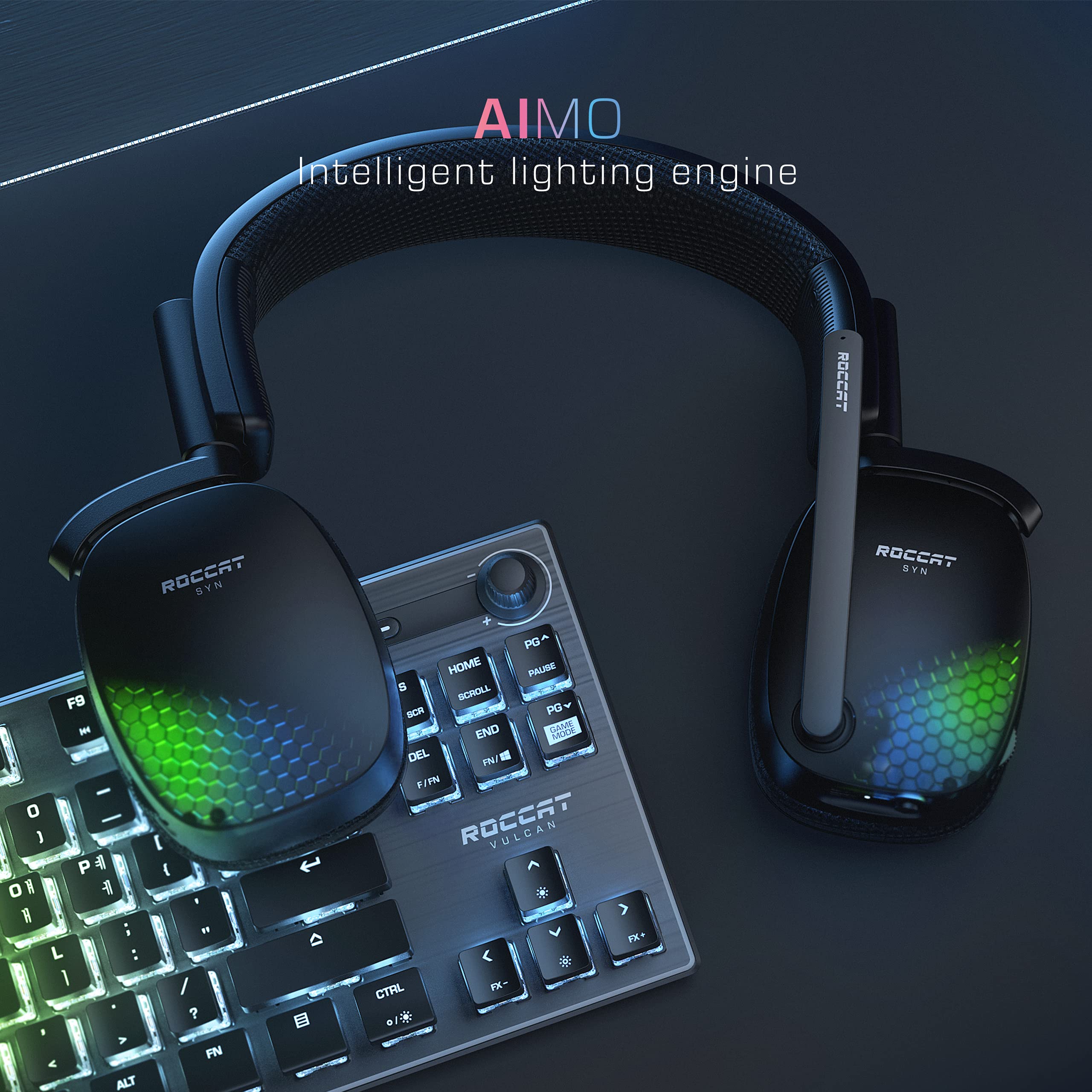 ROCCAT Syn Pro Air Wireless Gaming Headset for PC - Lightweight Design with 3D Surround Sound, Noise-Cancelling Mic, RGB AIMO Lighting & 24-Hour Battery Life - Large Black Computer Headphones for Competitive Gaming, Streaming & Esports