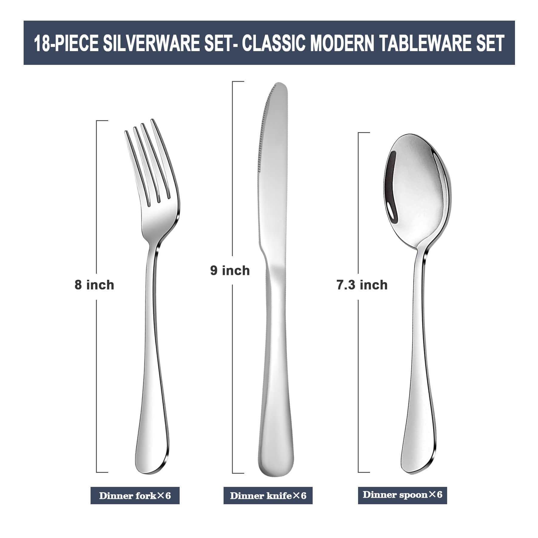 Premium 24-Piece Stainless Steel Silverware Set - SANTUO Mirror Polished Knives, Forks & Spoons for Home, Kitchen & Restaurant Use - Dishwasher Safe Flatware - Perfect for Dinner Parties, Catering & Daily Dining