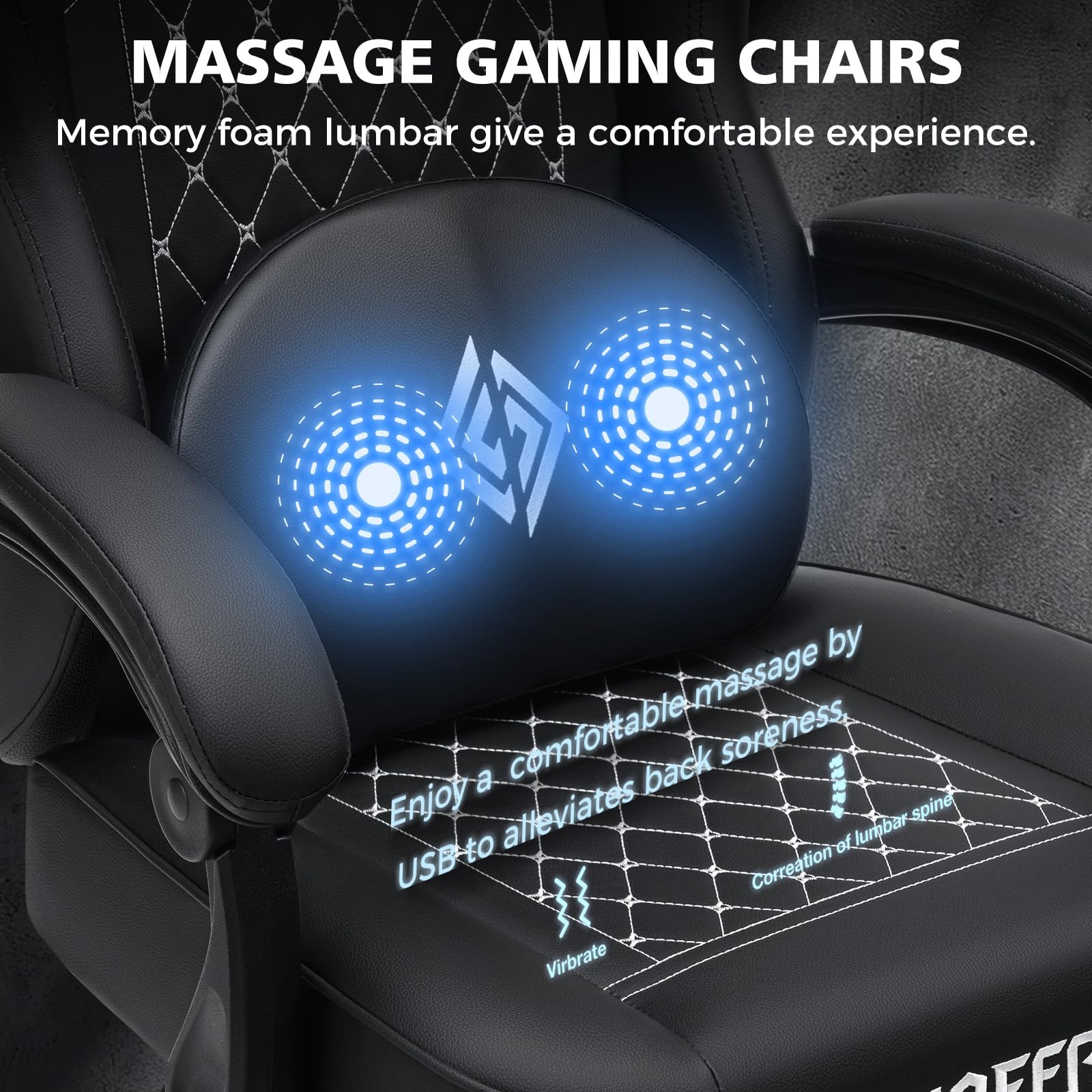 HOFFREE Ergonomic Gaming Chair with Bluetooth Speakers, Massage & Footrest - High Back Reclining Computer Chair for Adults - Perfect for Gaming, Office Work & Home Use - Black