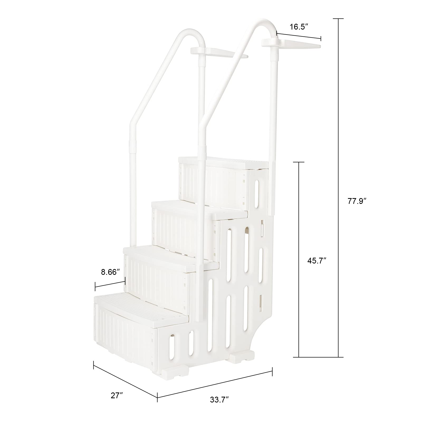 4-Step In-Pool Ladder with Handrails - Safe Entry System for Above Ground Swimming Pools | Durable & Non-Slip Design for Easy Pool Access & Exit | Perfect for Backyard, Inground, and Family Swimming Pools