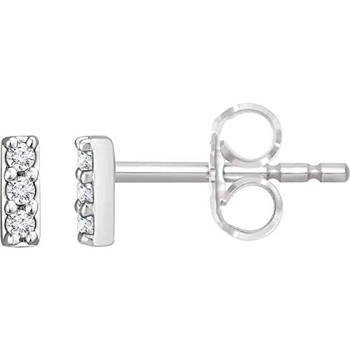 14K Rose Gold .05 CTW Diamond Bar Earrings - Dainty Minimalist Stud Earrings for Women - Perfect for Everyday Wear, Date Nights & Special Occasions