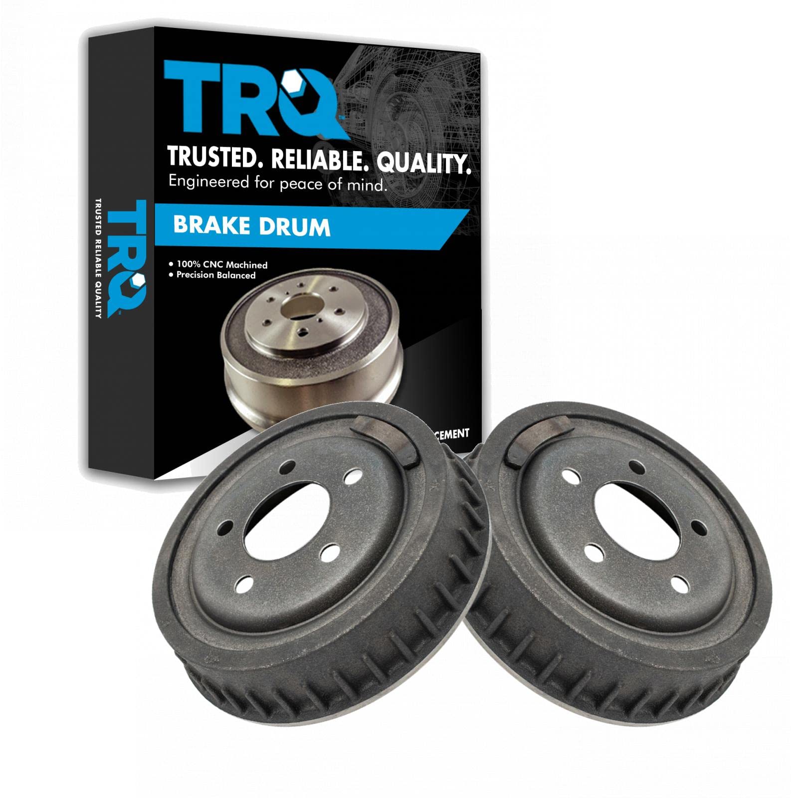 TRQ Rear Brake Drum Pair Set for 2001-2009 Mazda B2300, 1998-2001 B2500, 1998-2007 B3000, 1998-2009 B4000 & 1998-2009 Ford Ranger - Perfect for Smooth Braking & Vehicle Maintenance