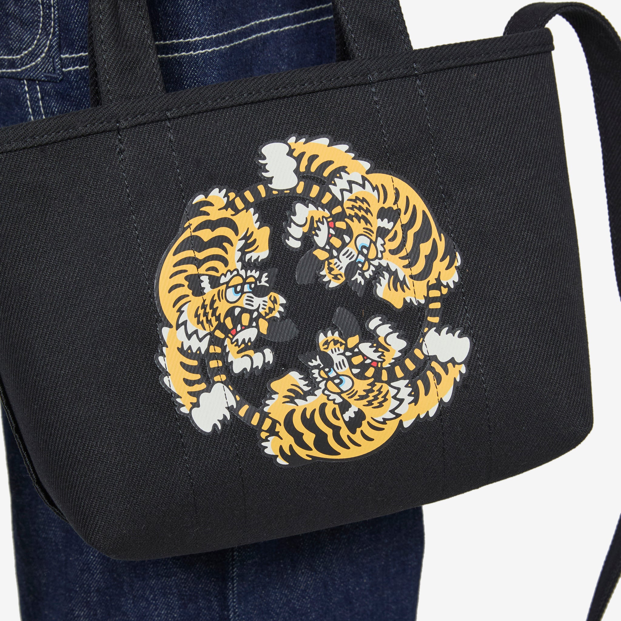 KENZO VERDY MARKET Small Reversible Tote Bag Black | Fashionable Unisex Shoulder Bag for Shopping, Beach & Daily Use