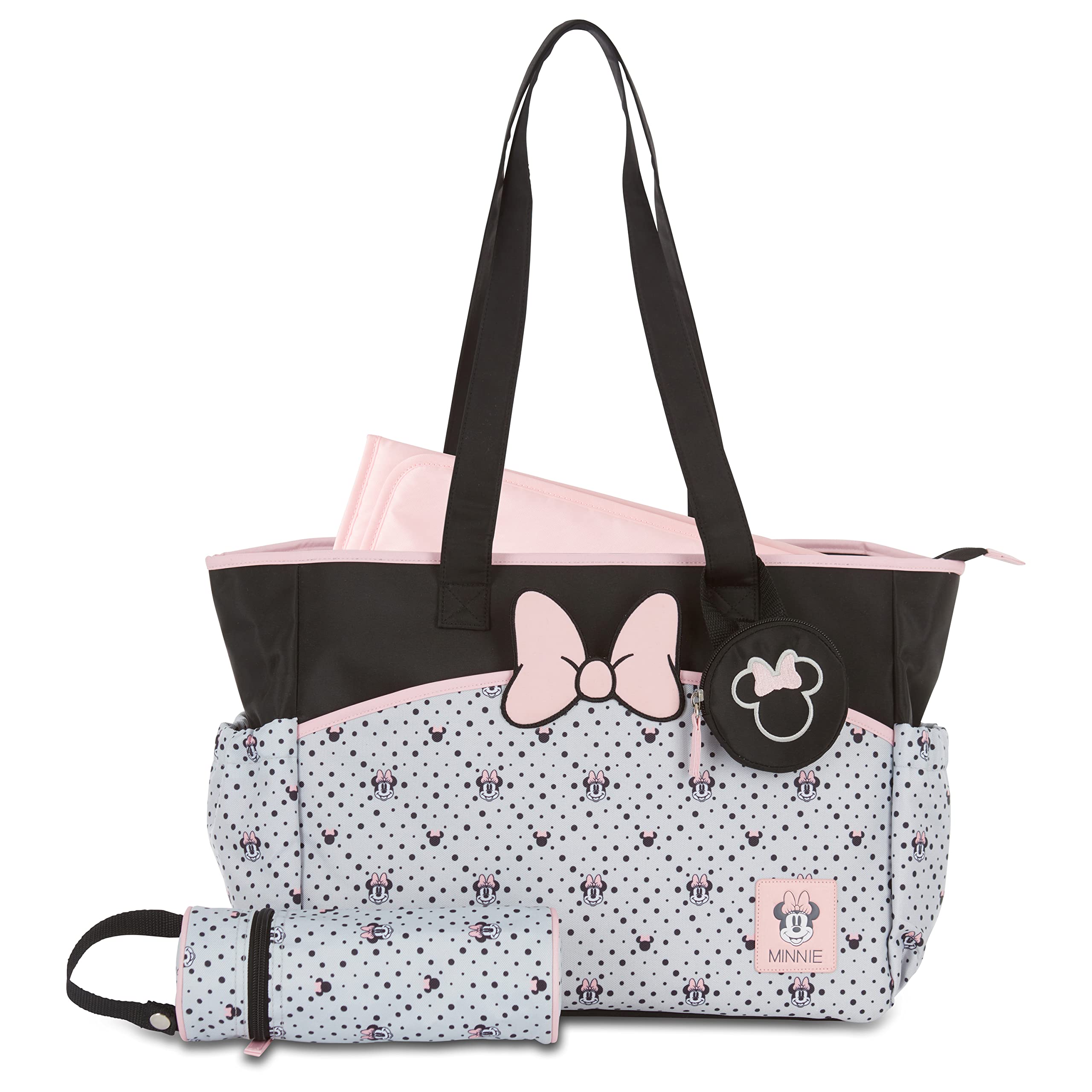 Disney Mickey Mouse Print Large Tote Diaper Bag with Changing Pad - Stylish & Spacious Baby Essentials for Travel, Shopping & Daily Use