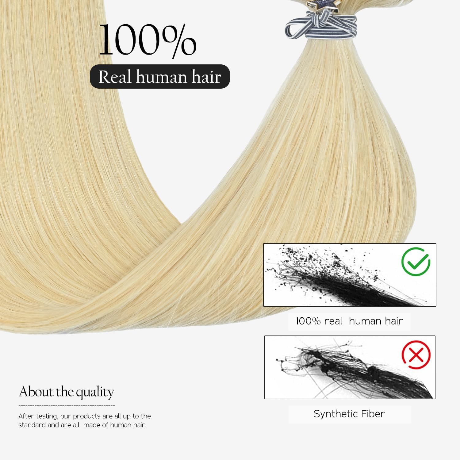 HUAYI Platinum Blonde 20 Inch Human Hair Clip-In Extensions - 7pcs 120g 100% Real Human Hair for Women (#60) | Perfect for Parties, Weddings & Daily Styling