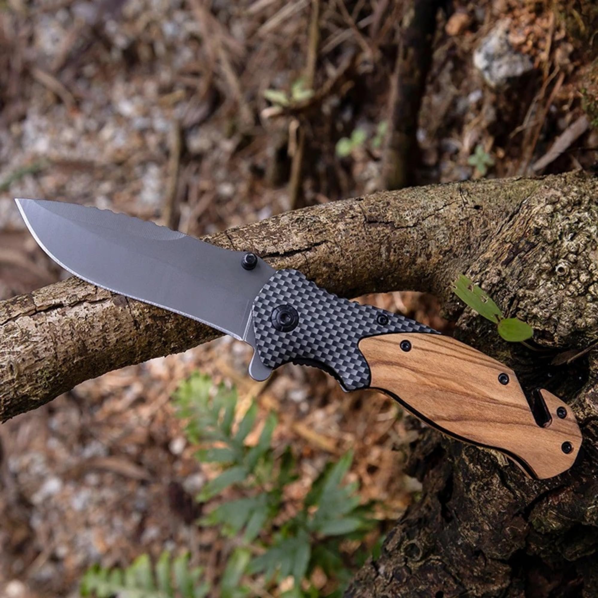 Custom Engraved Olive Wood Hunting Knife - Personalized Dog Hunter Design - Perfect for Outdoor Adventures, Camping & Gifts