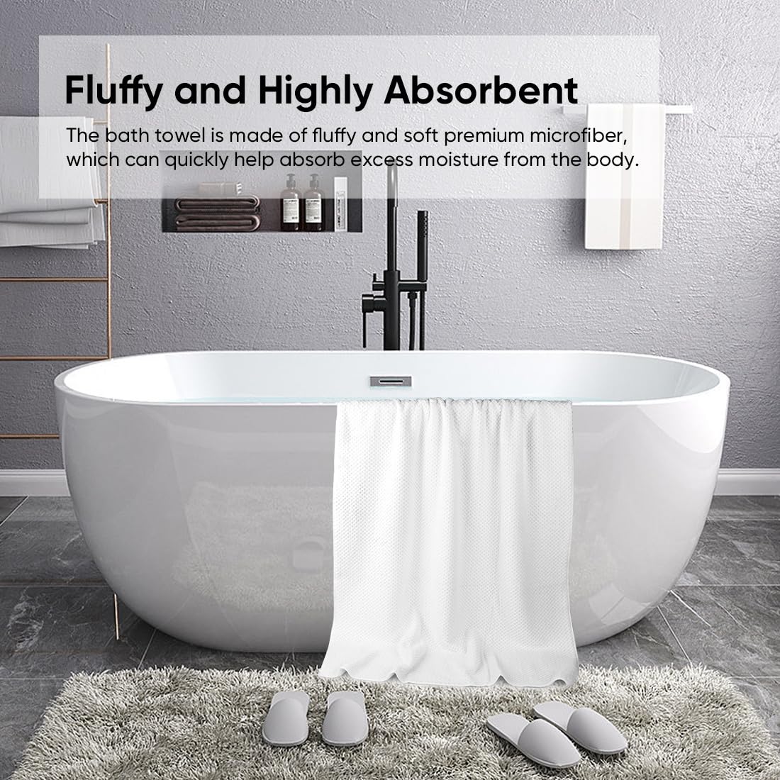 HOMEXCEL 2-Pack Microfiber Bath Towels (27