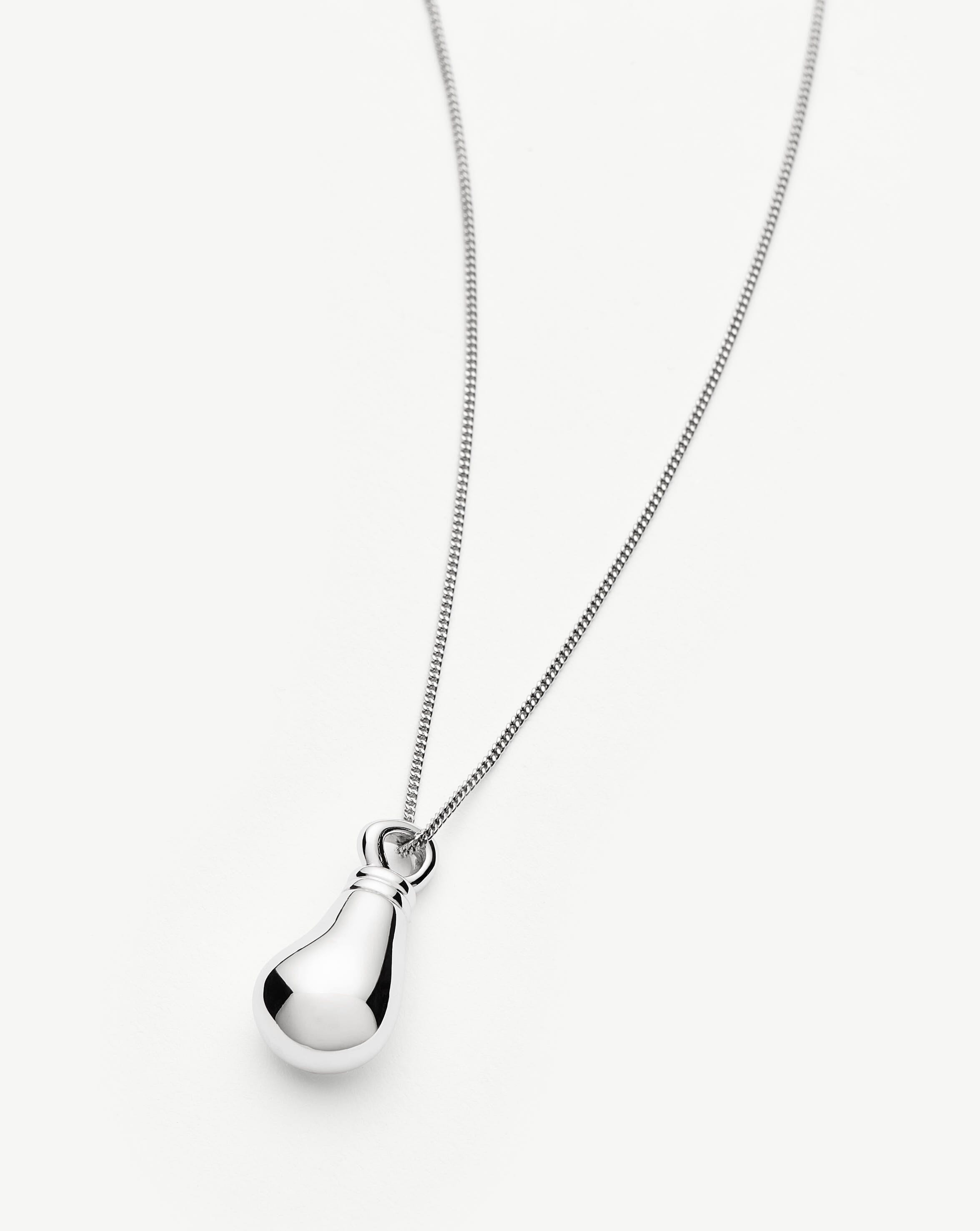 Silver Plated Message in a Bottle Droplet Pendant Necklace - Romantic Gift for Her, Beach Wedding Jewelry, Anniversary Keepsake
