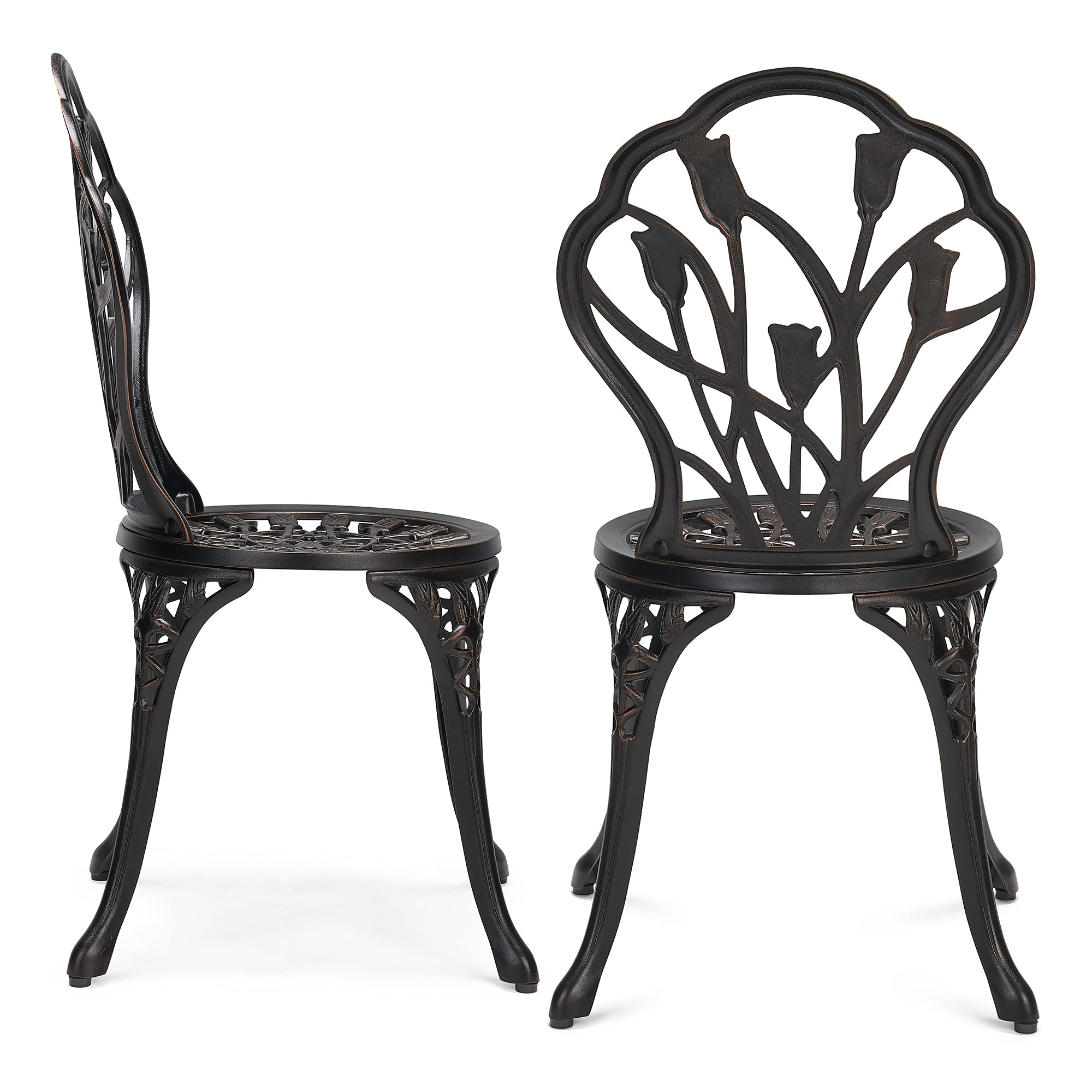Laurel Canyon Antique Copper Finish Outdoor Patio Set - Rust-Resistant Small Round Table with 2 Chairs for Porch, Lawn, Garden, Poolside & Backyard | Perfect for Outdoor Dining, Relaxation & Entertaining