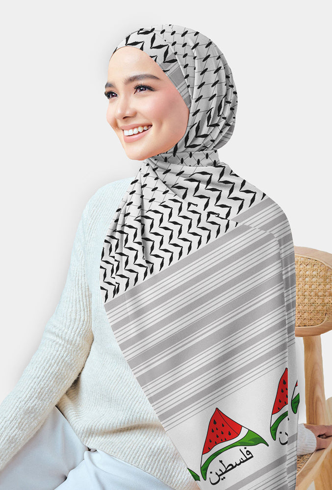 Bye Shoukran Printed Chiffon Rectangular Scarf - Lightweight Fashion Accessory for Women, Perfect for Hijab, Head Wrap, Beach Cover-Up & Boho Outfits
