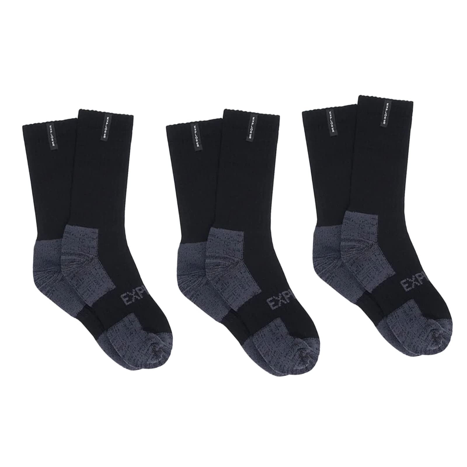 Original Men's Tough Thick Work Crew Socks - 3 Pairs of Above Ankle Cotton Socks for Outdoor, Hiking & Construction (Black, Small) - Durable & Comfortable for All-Day Wear