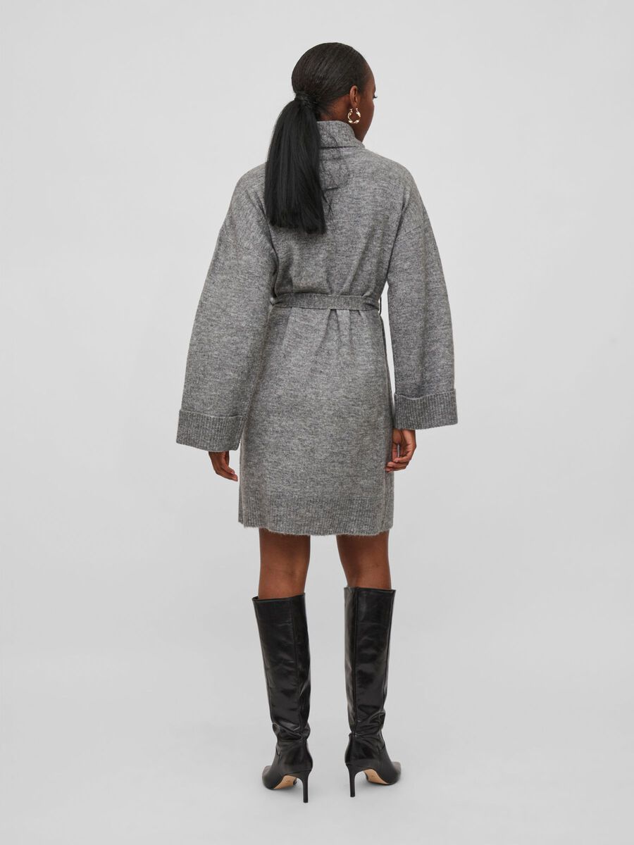 Lara Roll Neck Knit Dress for Women - Soft Grey Winter Sweater Dress | Perfect for Office, Date Night & Holiday Parties