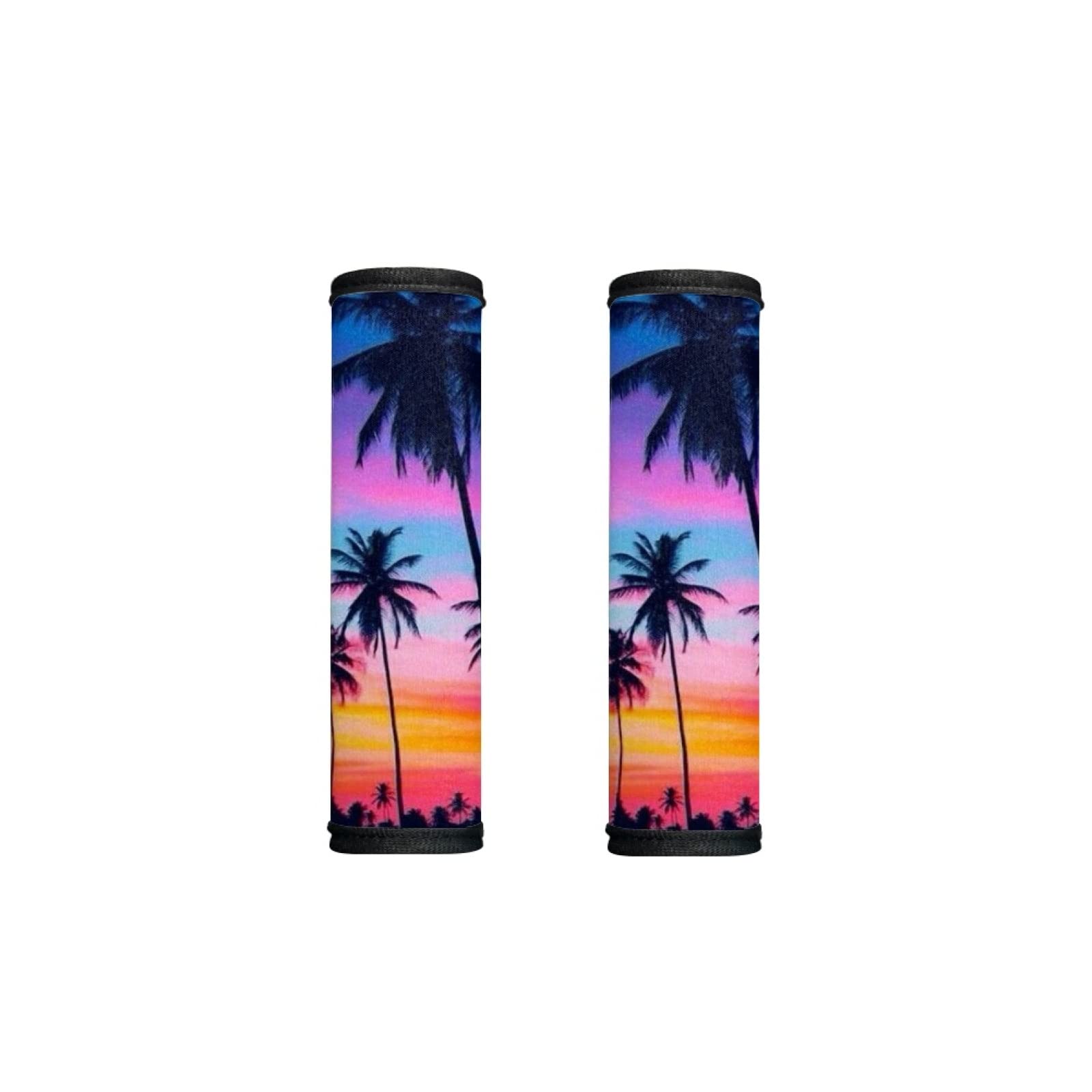 2 Pack Palm Tree Print Luggage Handle Wrap - Comfortable Grip Cover for Suitcases & Travel Bags (Ideal for Vacation, Beach Trips & Airport Identification) - Men & Women Travel Accessories