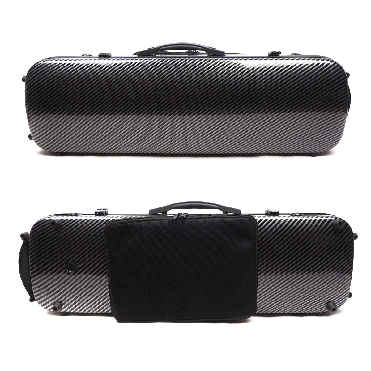 Carbon Fiber Violin Case - Lightweight & Durable Oblong Design for Full Size Violin with Music Sheet Pocket (Black) - Perfect for Travel, Performances & Music Lessons