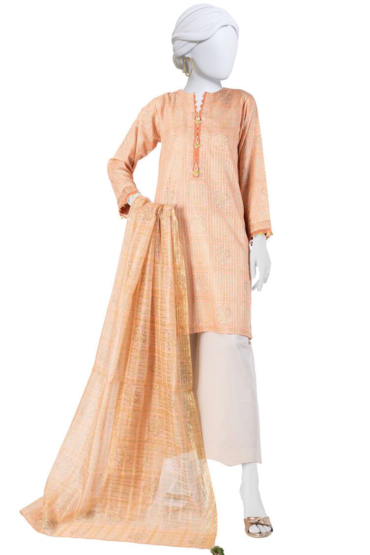 J. Junaid Jamshed Cambric Orange Unstitched Suit for Women - Premium Pakistani Formal Wear for Weddings, Parties & Special Occasions
