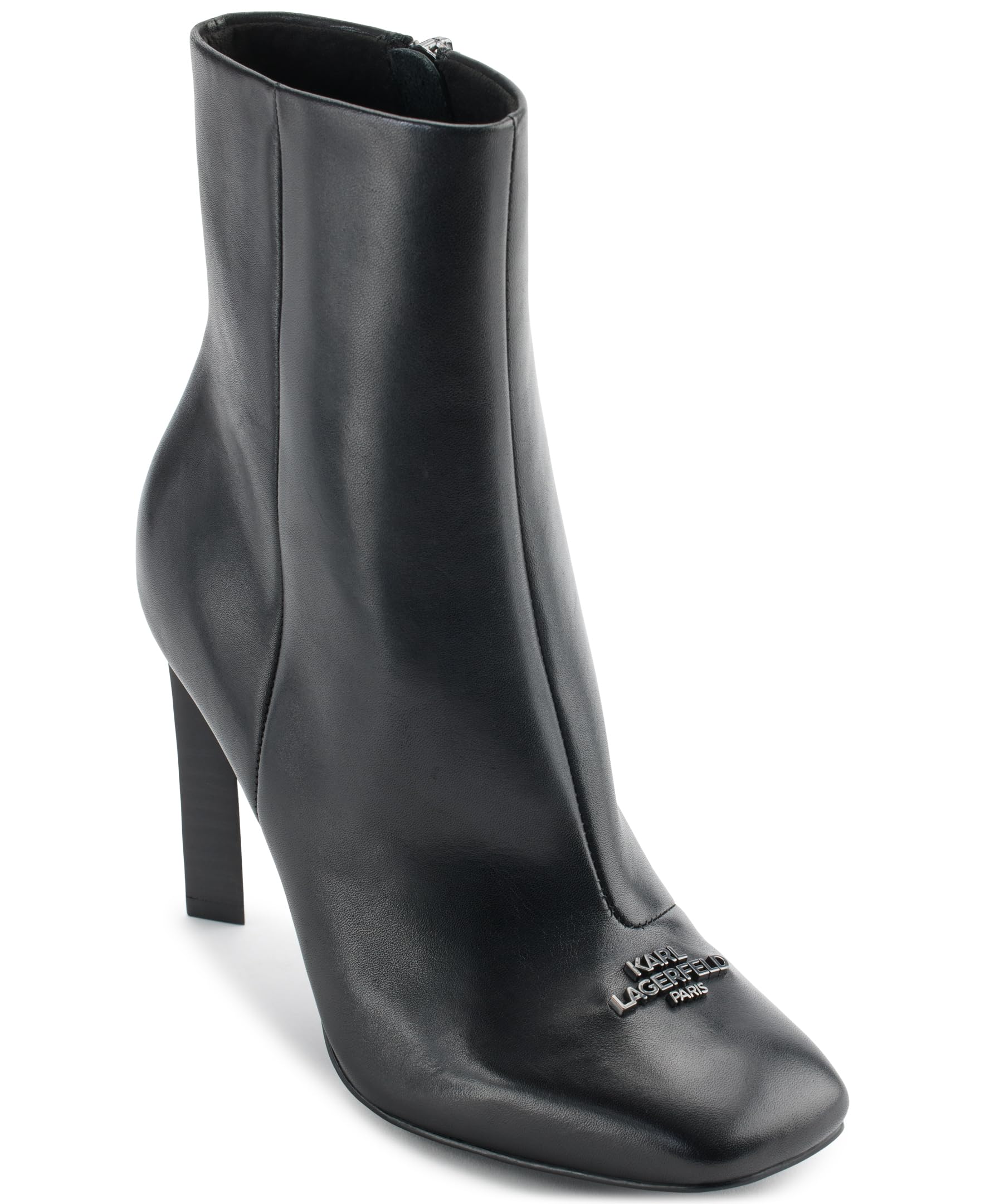 KARL LAGERFELD Women's Vica Heeled Bootie - Stylish Ankle Boots for Women, Fashionable Chunky Heel & Pointed Toe Design, Perfect for Office, Party & Night Out