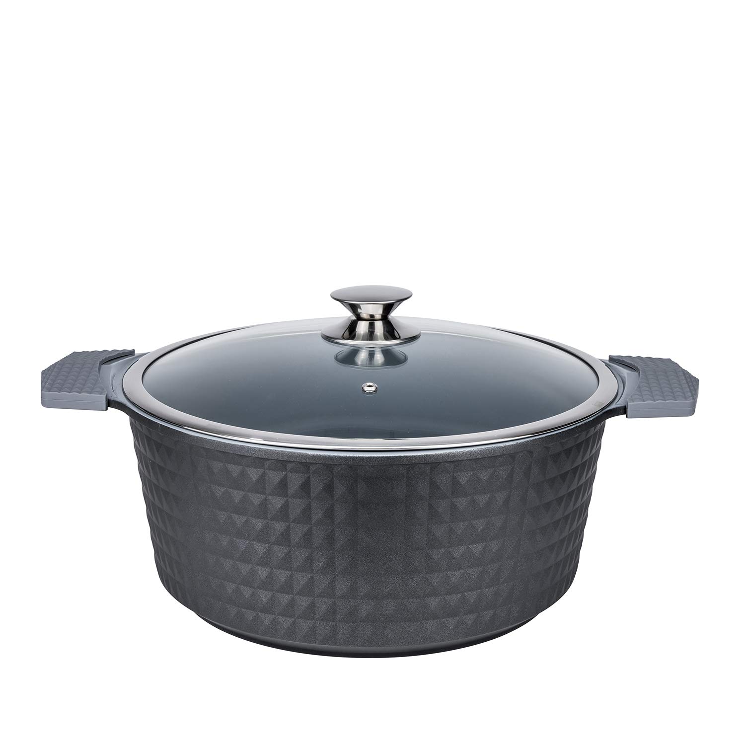 Non-Stick Ceramic Coated 17 Quart Cast Aluminum Stock Pot with Glass Lid - Diamond Cooking Sauce Pan for Soups, Stews & Pasta - Perfect for Large Family Meals & Entertaining