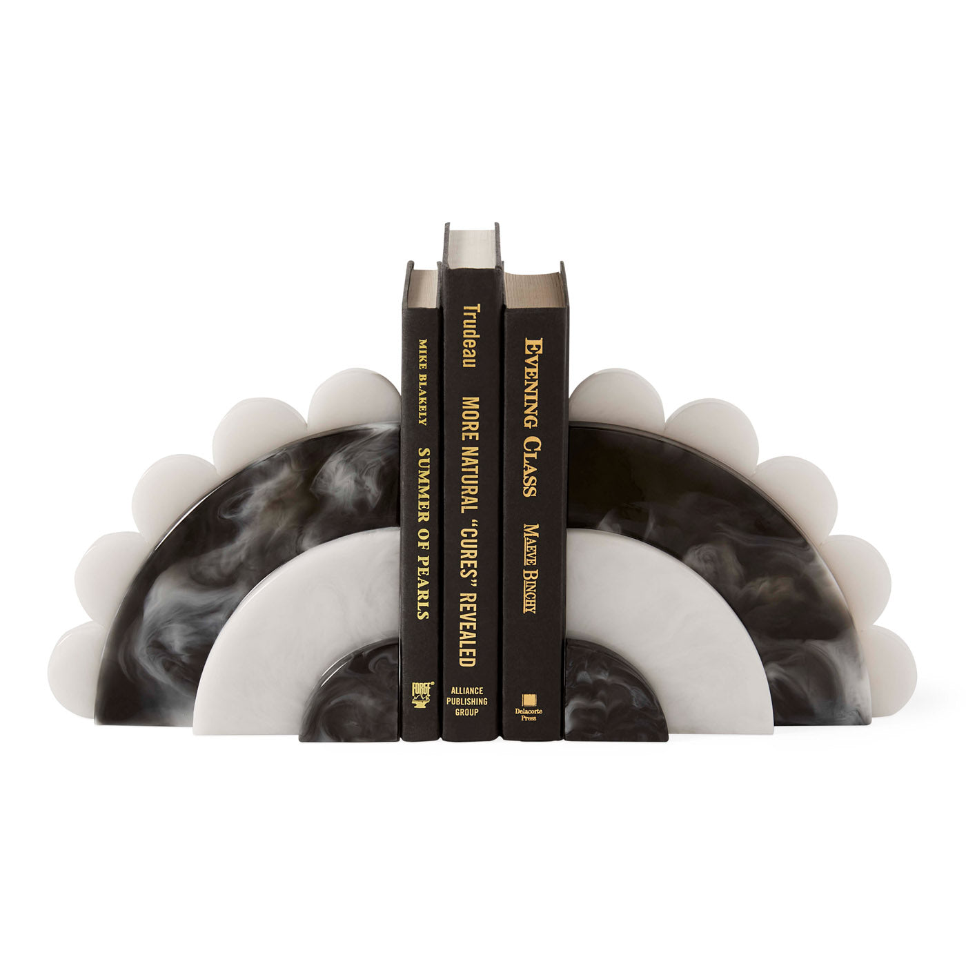 Como Black & White Bookends - Stylish Bookend Set for Home Office & Library Decor - Perfect for Organizing Books, Shelves, and Desks