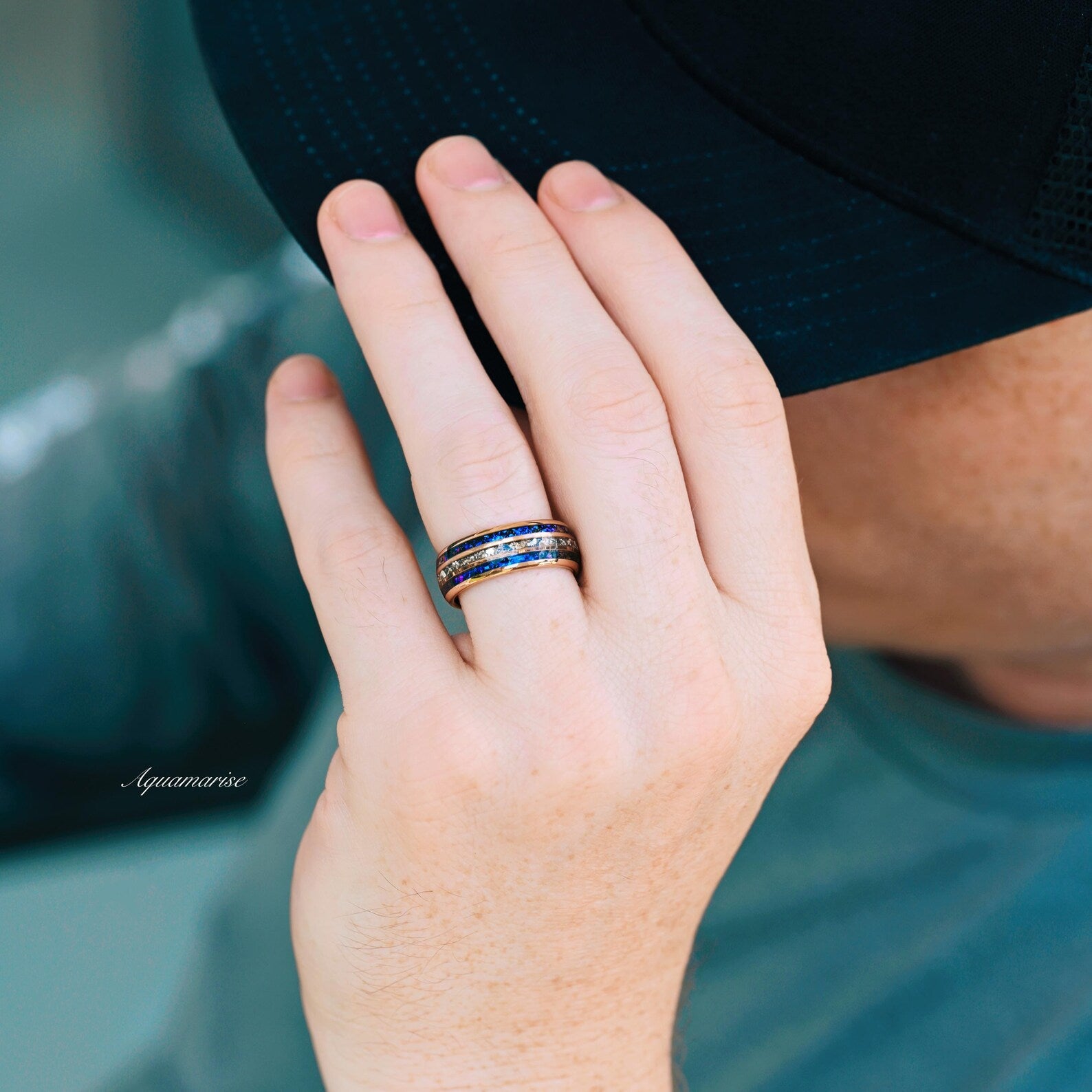 Orion Nebula & Crushed Diamond Wedding Band - 8MM Rose Gold Tungsten Ring for Men & Women - Perfect for Anniversaries, Engagements, and Special Occasions