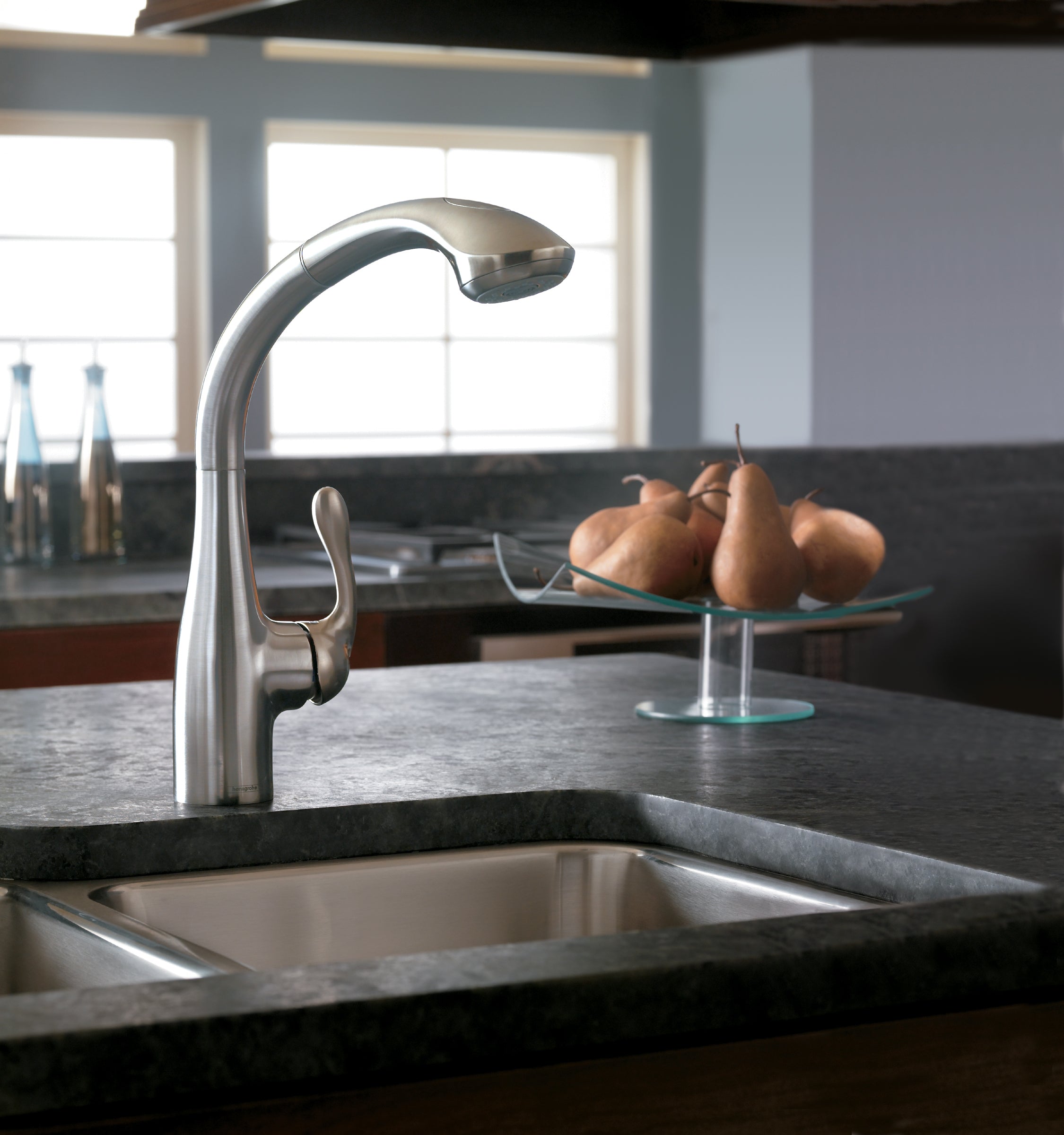 Hansgrohe Allegro E Kitchen Faucet with Pullout Spray - Stainless Steel Optik 06461860 | Modern Design for Cooking & Dishwashing