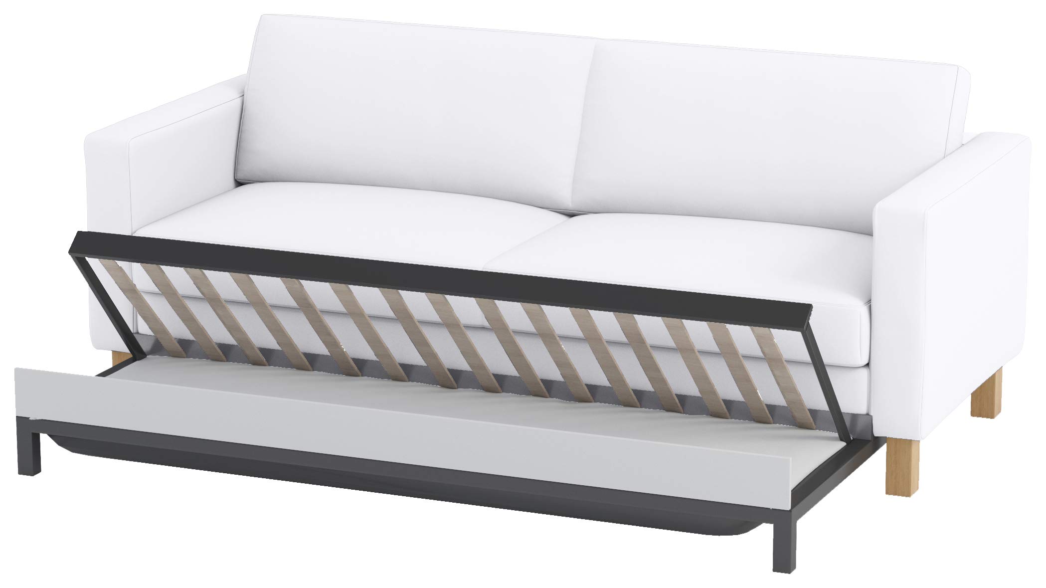 Durable Cotton Sofa Cover for IKEA Karlstad 3-Seater Sofa Bed - Thick White Slipcover Replacement | Home Decor Protection | Perfect for Living Room, Family Room & Guest House