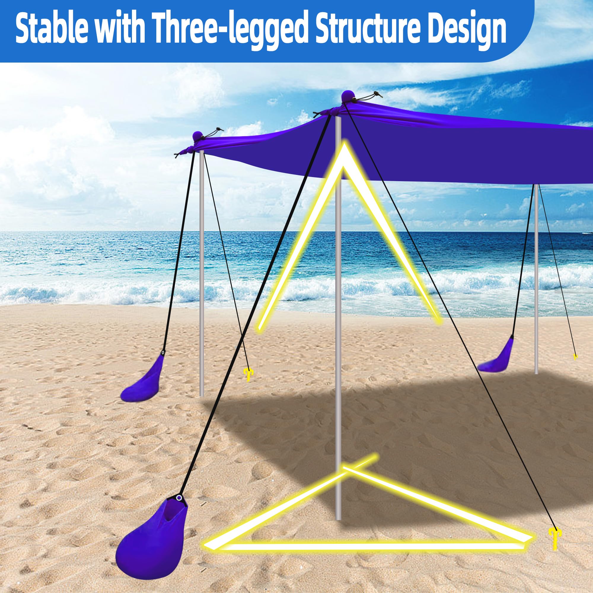 UMARDOO 10x10FT Portable Beach Tent with UPF 50+ Sun Protection - Easy Setup Family Sun Shelter with Carry Bag for Outdoor, Camping, Picnic & Beach Travel (Purple) - Wind Resistant Canopy for Summer Vacations & Backyard Relaxation