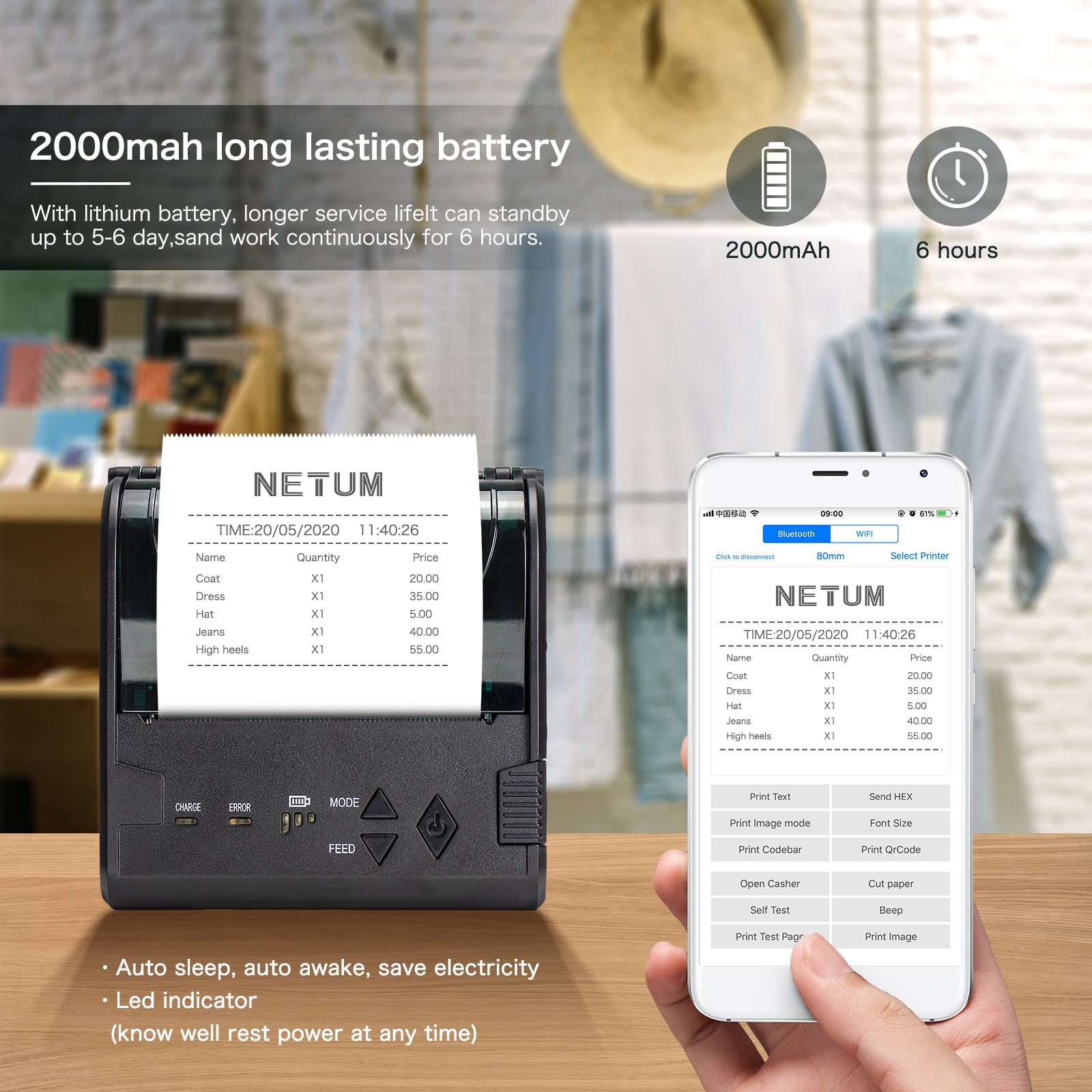 NT 8003DD 80mm Thermal Printer for Receipts & Labels - High-Speed USB/Bluetooth POS Printing for Retail, Restaurant & Warehouse Use